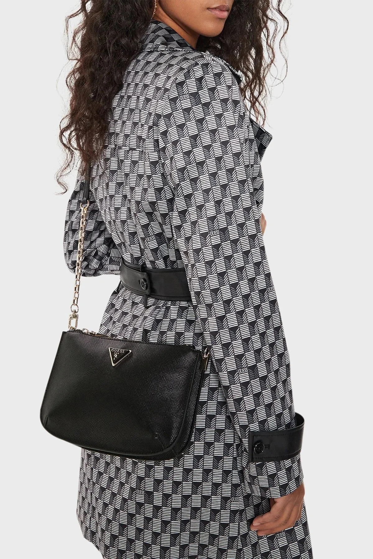Guess Ilia Logolu Çıkarılabilir Zincir Askılı HWVG8569120 Bayan Çanta HWVG85 69120 BLA SİYAH - 2