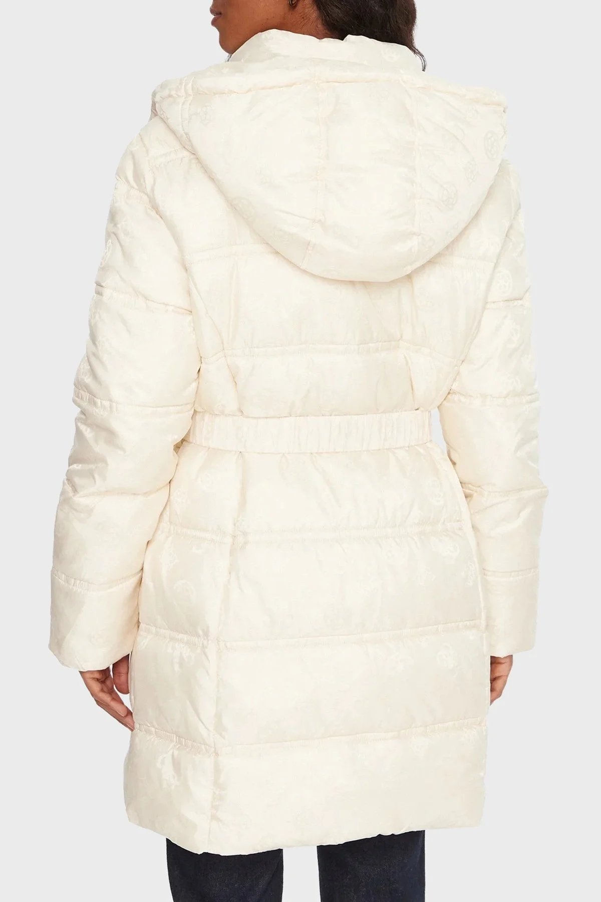 Guess Imma Kapitoneli Regular Fit Çıkarılabilir Kapüşonlu Su İtici W5BL44W2912 Bayan Mont W5BL44 W2912 G1F7 KREM - 3