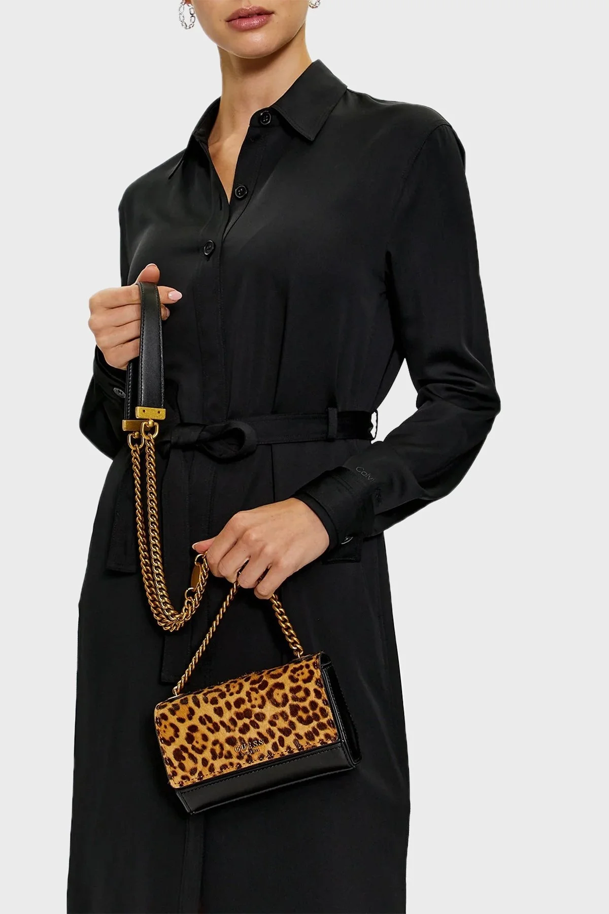 Guess Iseline Logolu Hakiki Deri Çapraz Askılı Mini Bayan Çanta HWLH8960780 LEO LEOPAR - 2