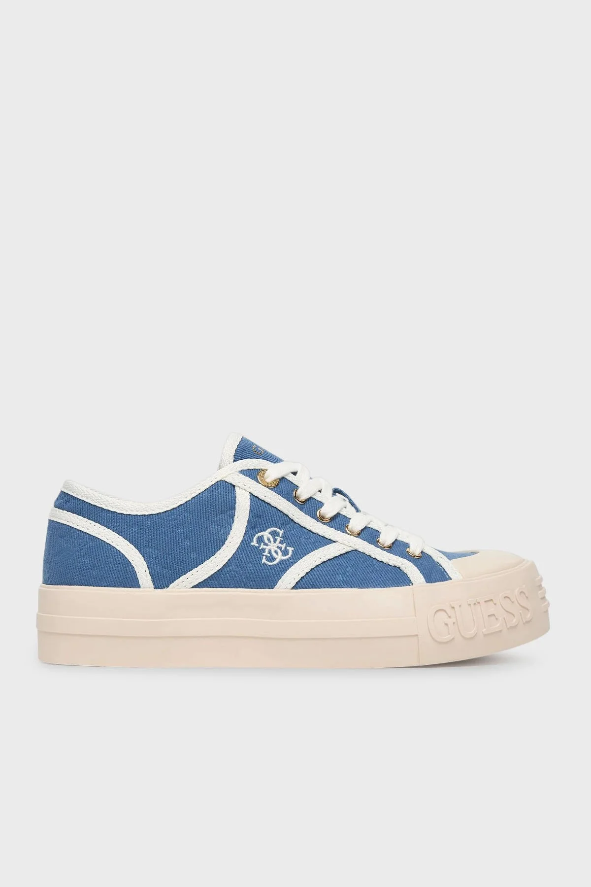 Guess Issah Logolu Bağcıklı Sneaker FLPISSFAL12 Kadın Ayakkabı FLPISS FAL12 DENIM MAVİ - 1