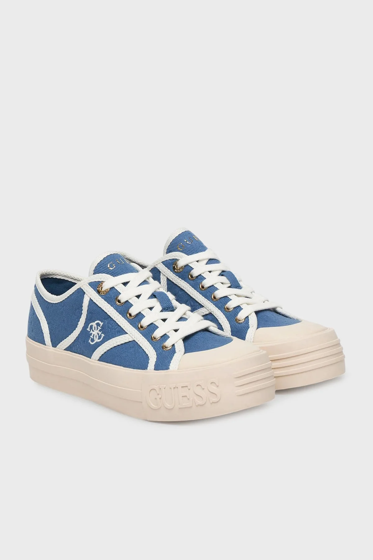 Guess Issah Logolu Bağcıklı Sneaker FLPISSFAL12 Kadın Ayakkabı FLPISS FAL12 DENIM MAVİ - 2