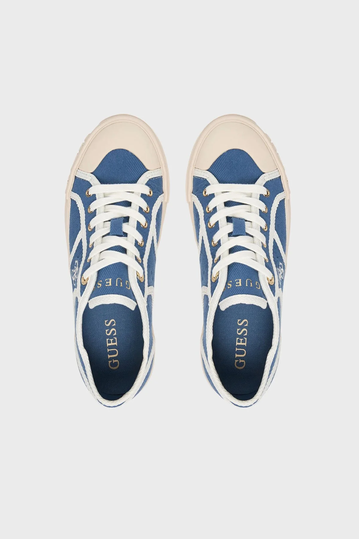 Guess Issah Logolu Bağcıklı Sneaker FLPISSFAL12 Kadın Ayakkabı FLPISS FAL12 DENIM MAVİ - 3