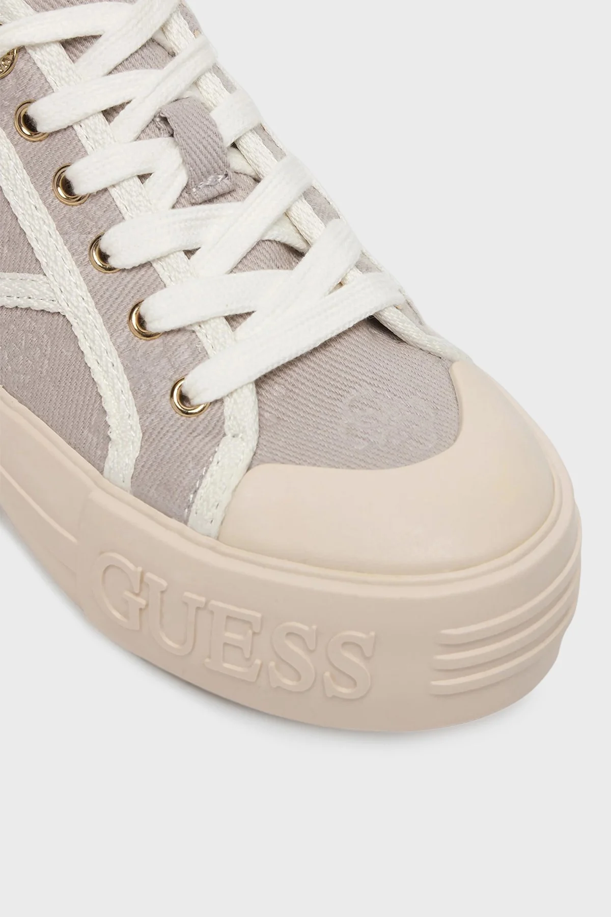 Guess Issah Logolu Bağcıklı Sneaker FLPISSFAL12 Kadın Ayakkabı FLPISS FAL12 SAND GRİ - 4