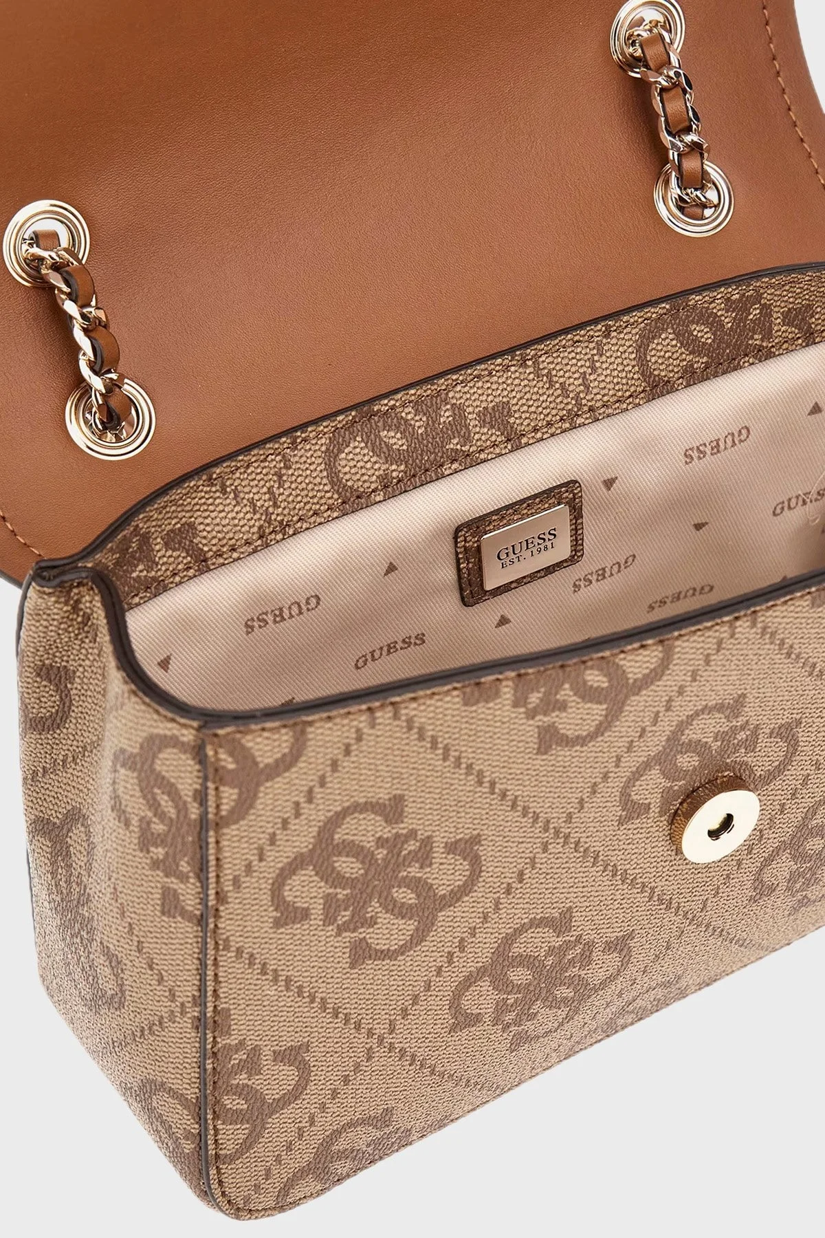 Guess Izzy 4G Logolu Zincir Askılı HWOS8654190 Bayan Çanta HWOS86 54190 LTL KAHVE - 7