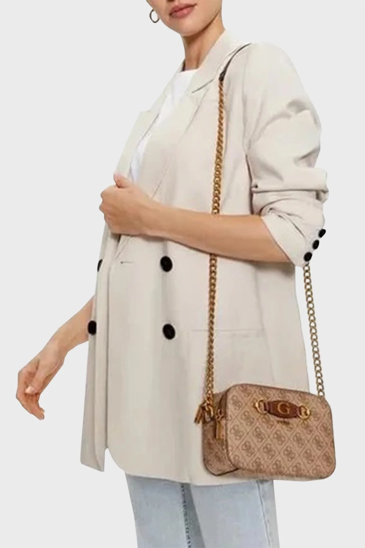 Guess Izzy 4G Logolu Zincir Askılı HWSG8654140 Bayan Çanta HWSG86 54140 LGW KAHVE - 6