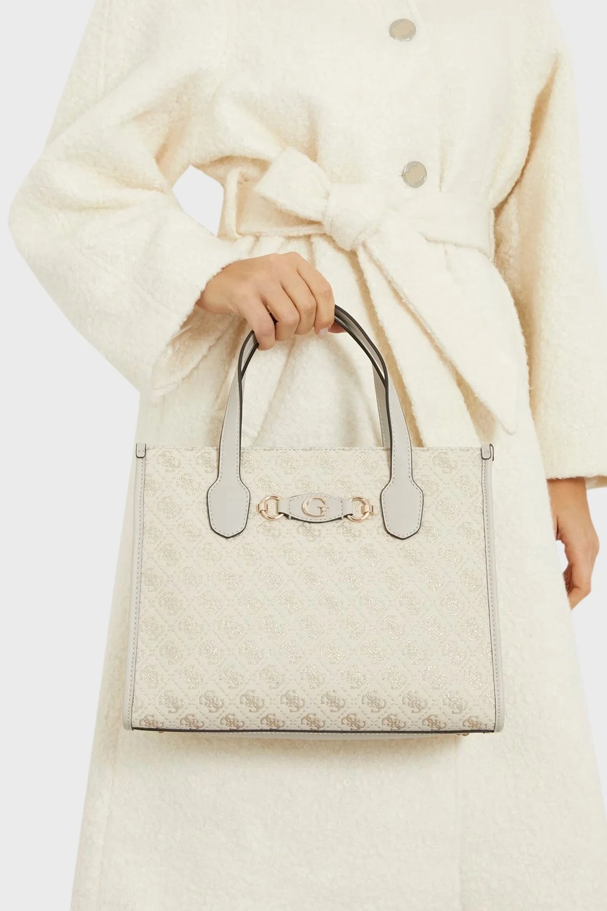 Guess Izzy Çıkarılabilir Uzatma Askılı HWJG8654220DVL Bayan Çanta HWJG8654220 DVL EKRU - 3