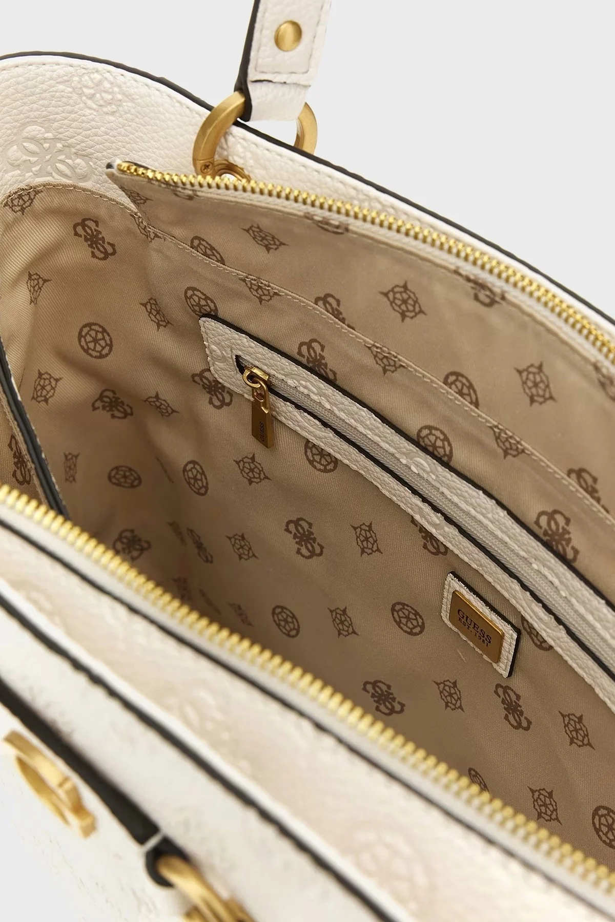 Guess Izzy Logolu Shopper HWPD92 09250 Bayan Çanta HWPD9209250 STL BEYAZ - 5