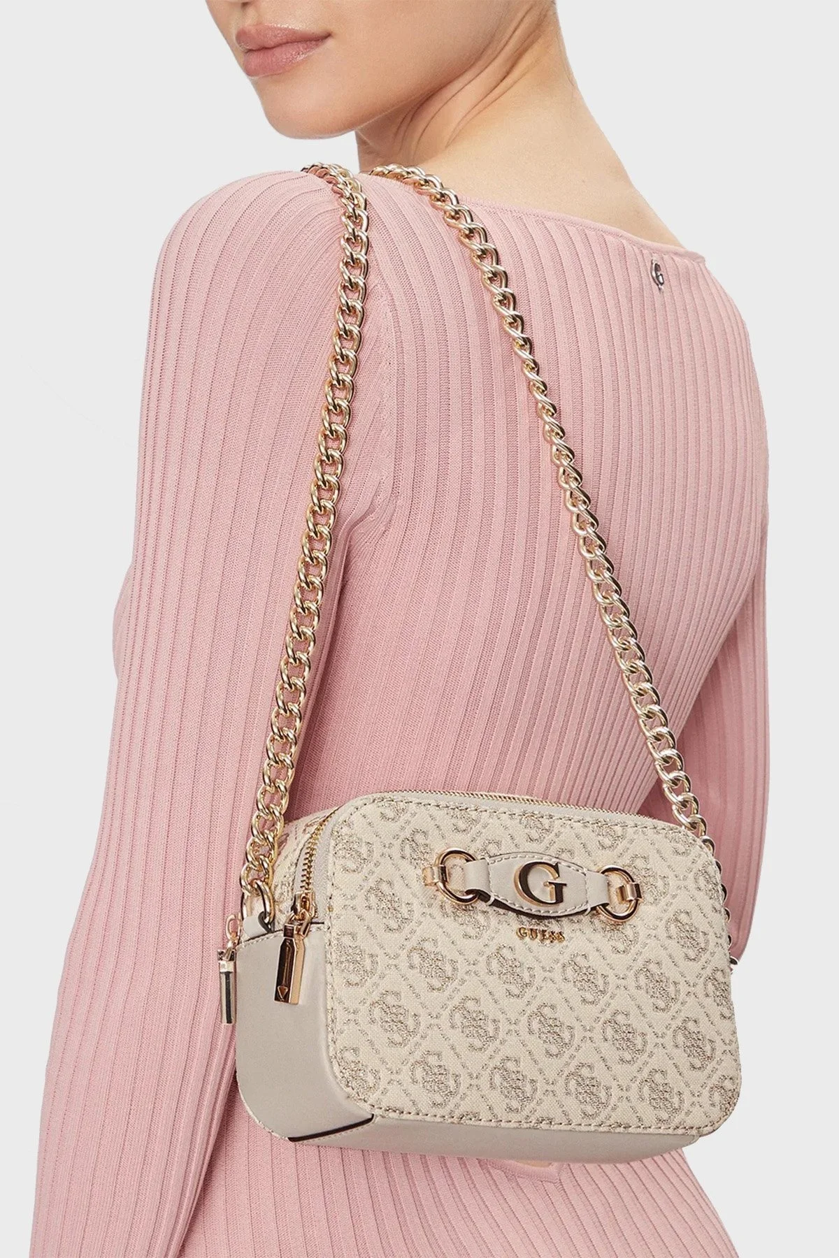 Guess Izzy Logolu Zincir Askılı HWJG8654140DVL Bayan Çanta HWJG8654140 DVL BEJ - 2