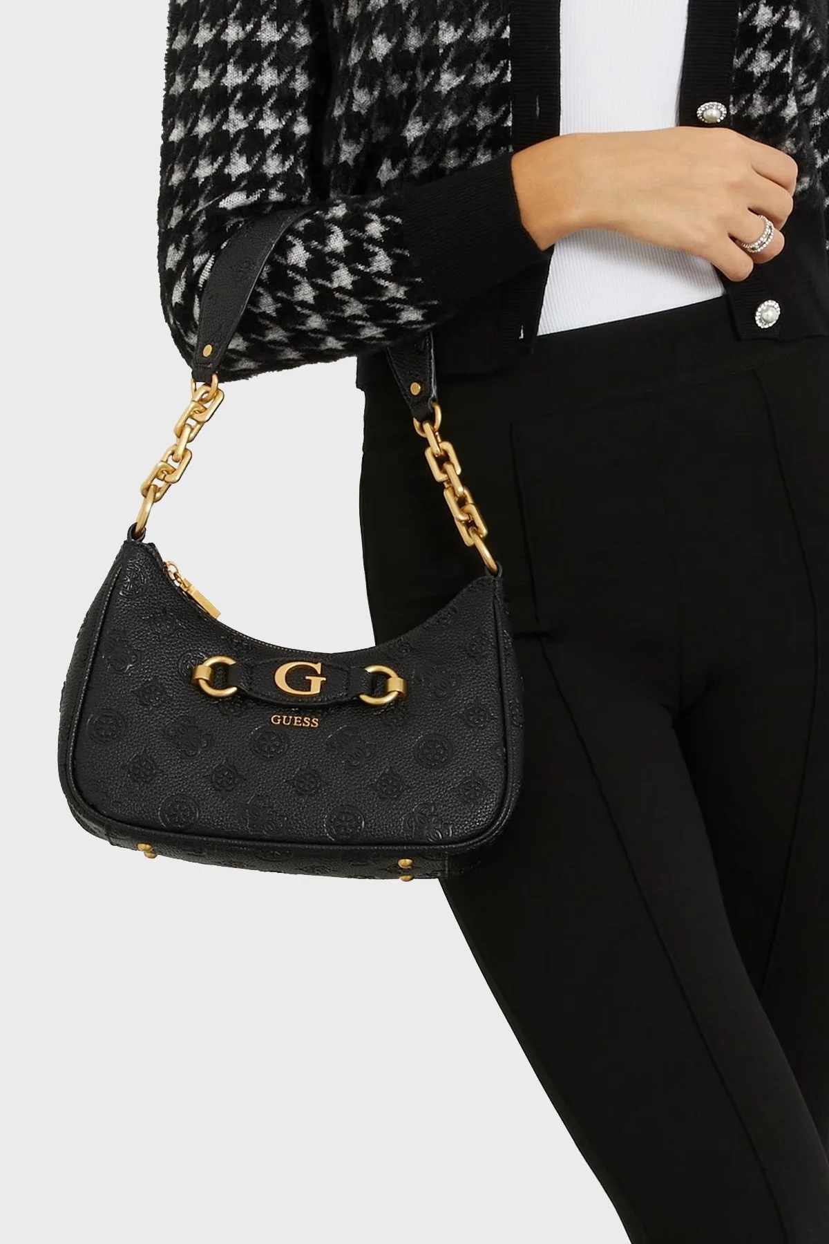 Guess Izzy Logolu Zincir Askılı HWPD9209180BLO Bayan Çanta HWPD9209180 BLO SİYAH - 3