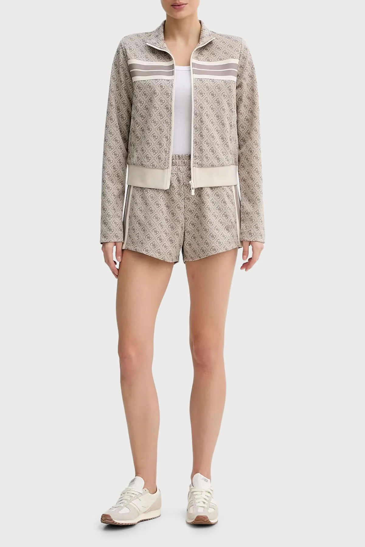 Guess Jacquard Pamuk Karışımlı Regular Fit 4G Logolu Normal Bel V6GD02K2959 Bayan Şort V6GD02 K2959 FMC4 SÜTLÜ KAHVE - 2