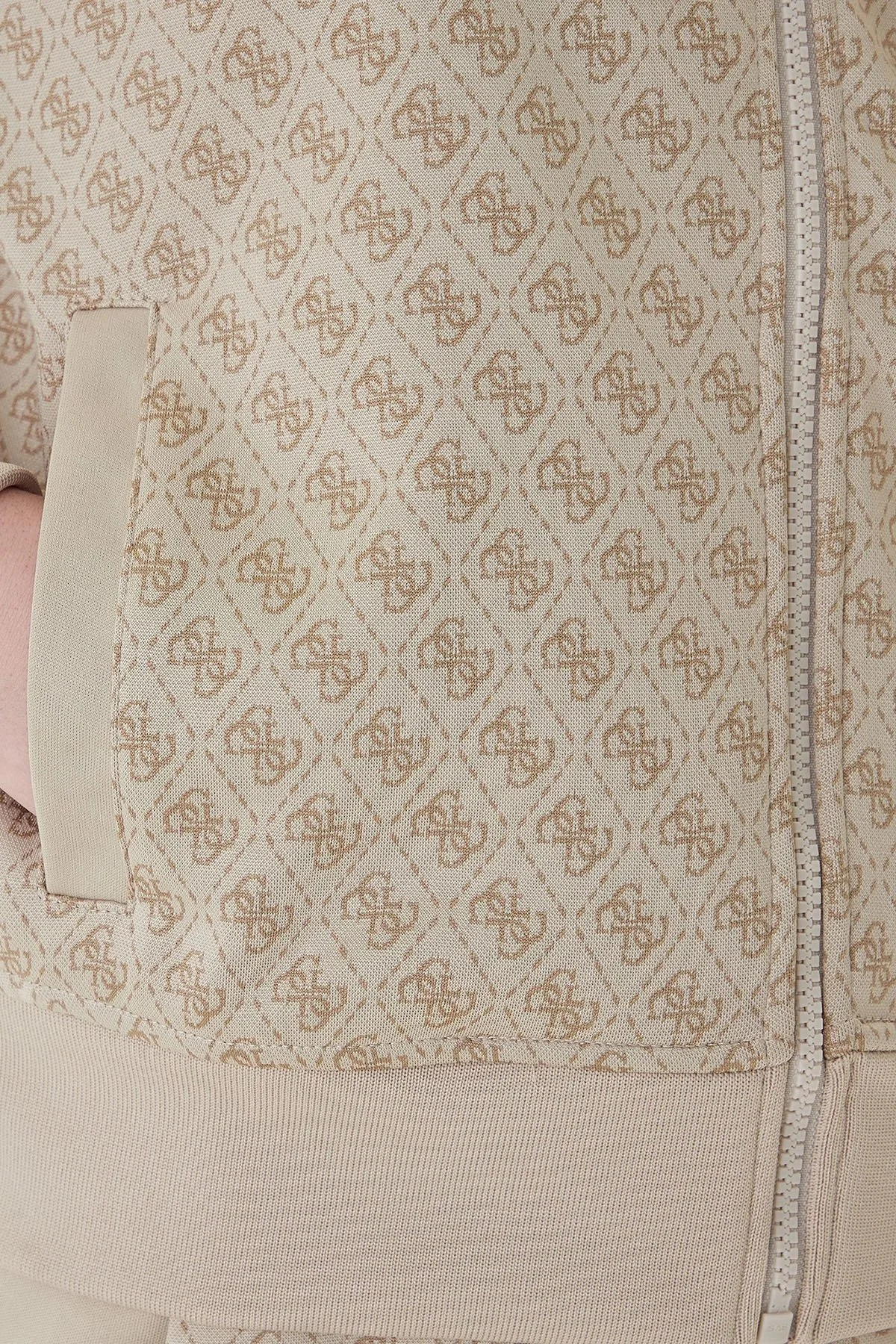 Guess Jakarlı Logolu Regular Fit Dik Yaka Fermuarlı V6RQ08K2042 Bayan Sweat V6RQ08 K2042 FNN0 BEJ - 5