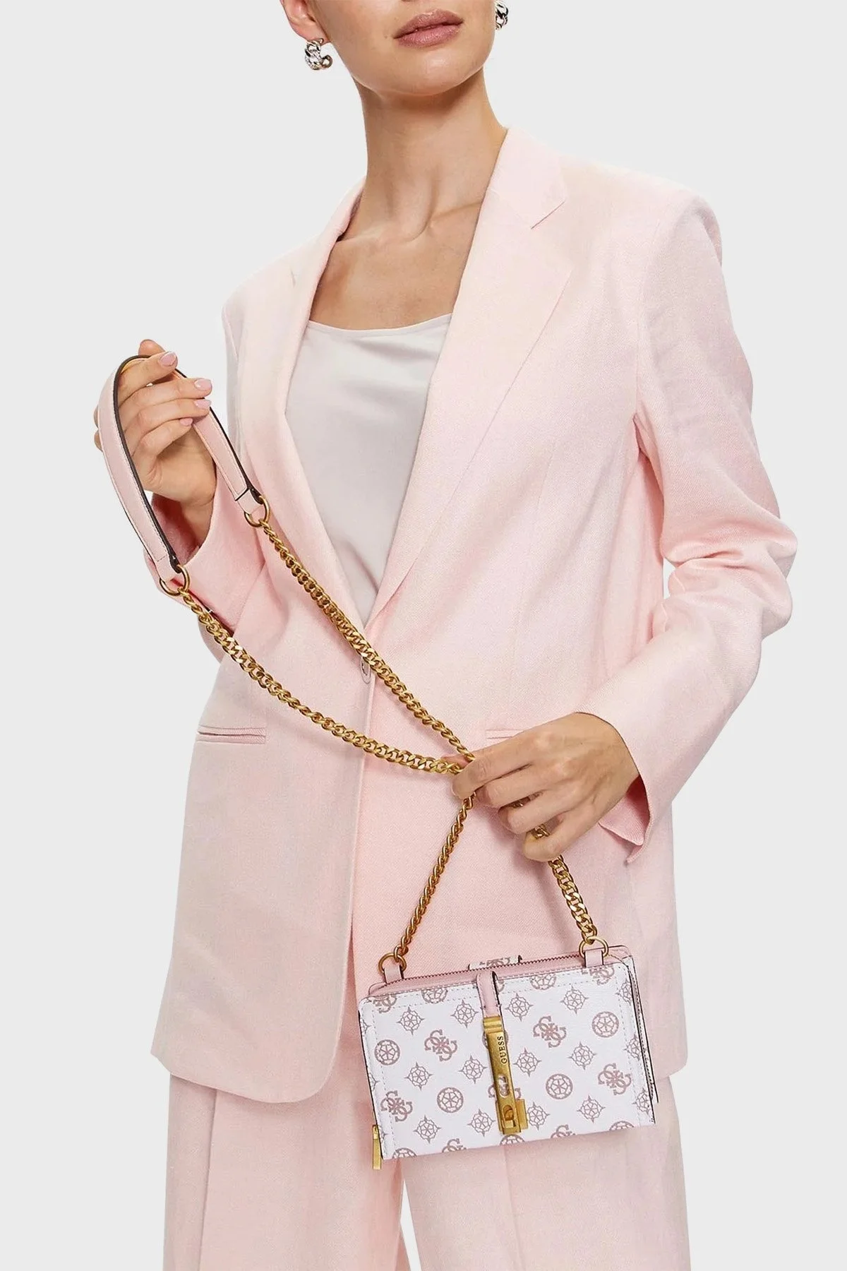 Guess James Zincir Detaylı Omuz Askılı Bayan Çanta HWPA8970730 WLO BEYAZ - 2