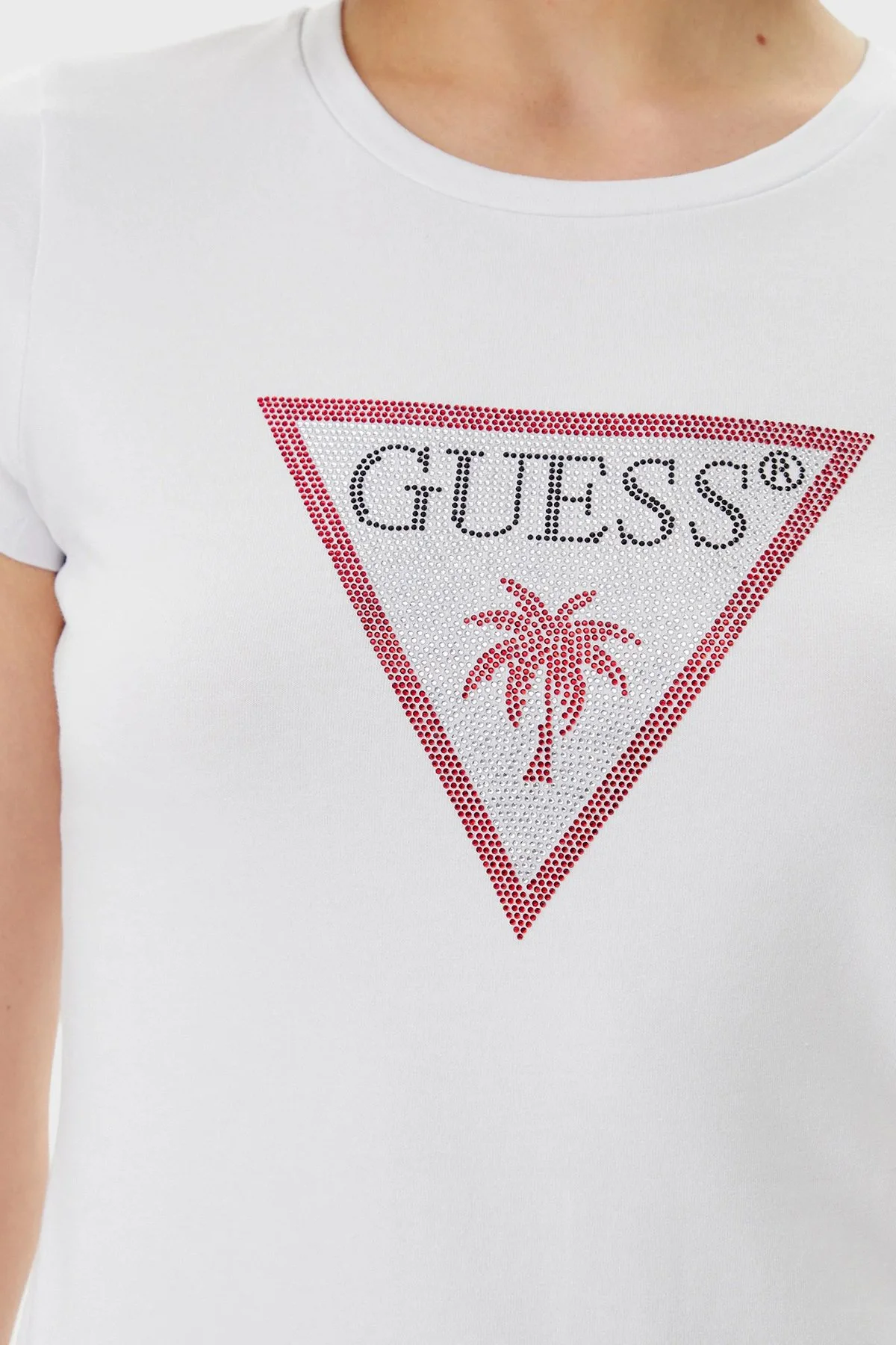 Guess Jersey Logolu Pamuklu Slim Fit Bisiklet Yaka E5GI08J1314 Bayan T Shirt E5GI08 J1314 G011 BEYAZ - 4