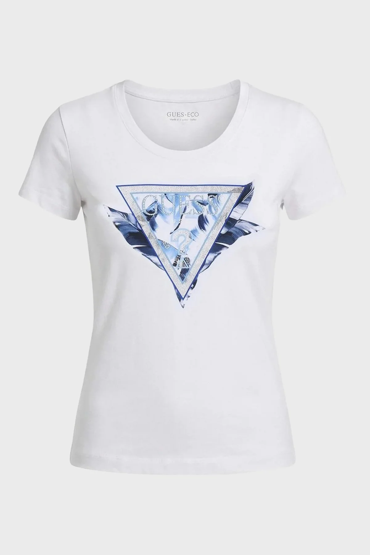 Guess Jersey Pamuklu Slim Fit Logo Baskılı W6GI11K3026 Bayan T Shirt W6GI11 K3026 G011 BEYAZ - 4