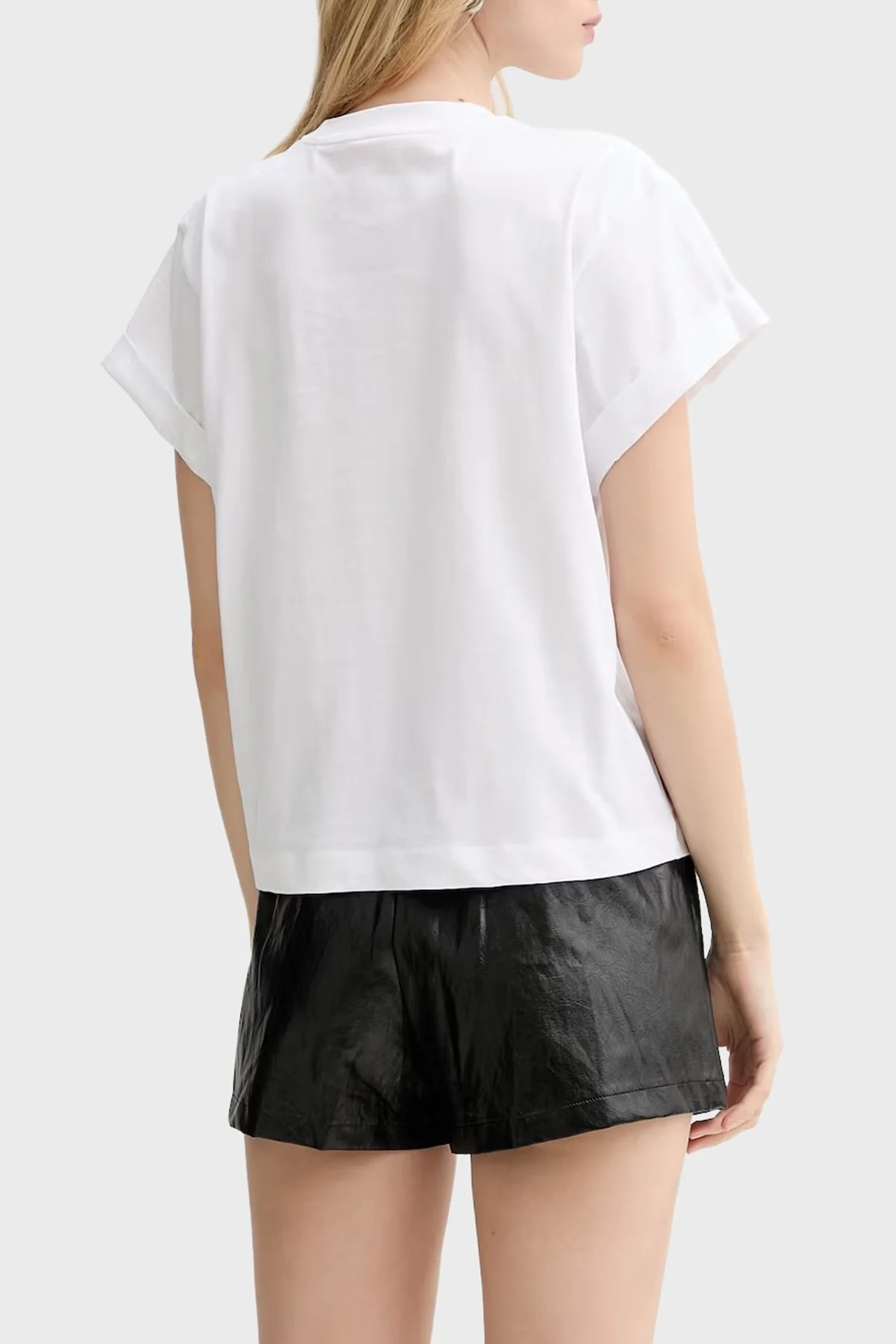 Guess Jersey Pamuklu Taş Detaylı Regular Fit Bisiklet Yaka W6RI30I3Z14 Bayan T Shirt W6RI30 I3Z14 G011 BEYAZ - 3