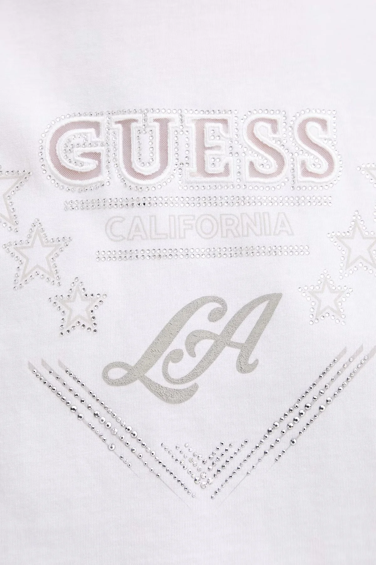 Guess Jersey Pamuklu Taş Detaylı Regular Fit Bisiklet Yaka W6RI30I3Z14 Bayan T Shirt W6RI30 I3Z14 G011 BEYAZ - 5