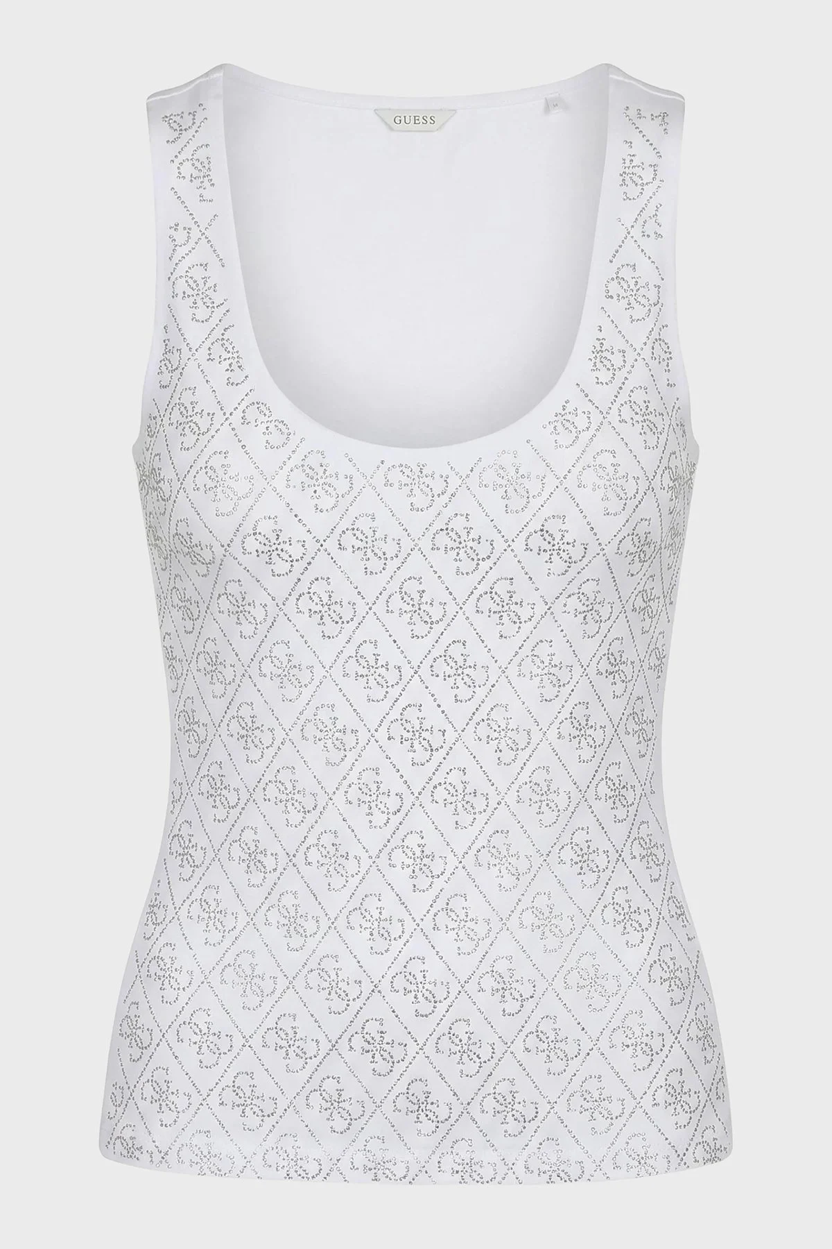 Guess Jersey Taşlı Logolu Pamuklu Regular Fit Yuvarlak Yaka W6GP10K2932 Bayan Top W6GP10 K2932 G011 BEYAZ - 4