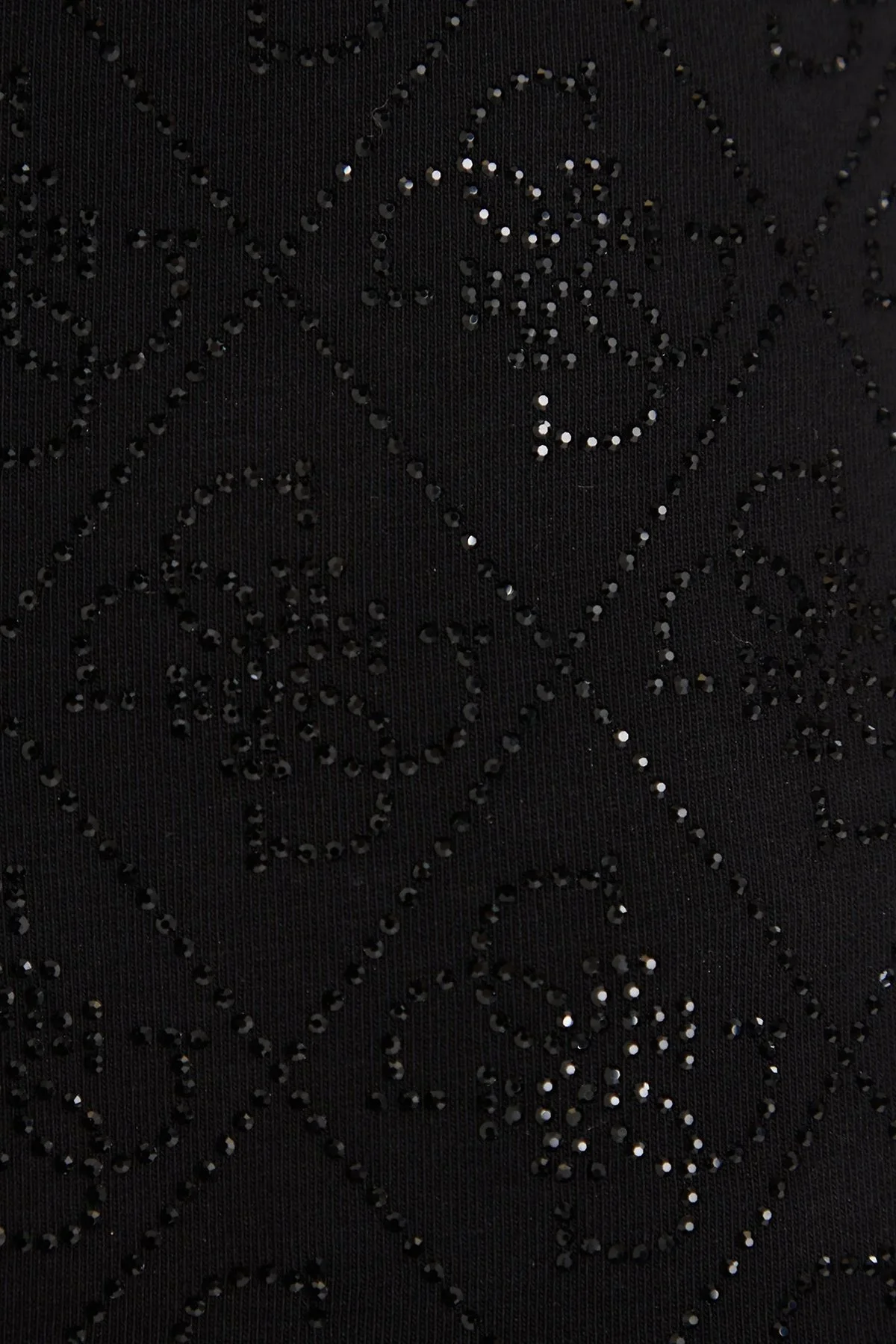 Guess Jersey Taşlı Logolu Pamuklu Regular Fit Yuvarlak Yaka W6GP10K2932 Bayan Top W6GP10 K2932 JBLK SİYAH - 5