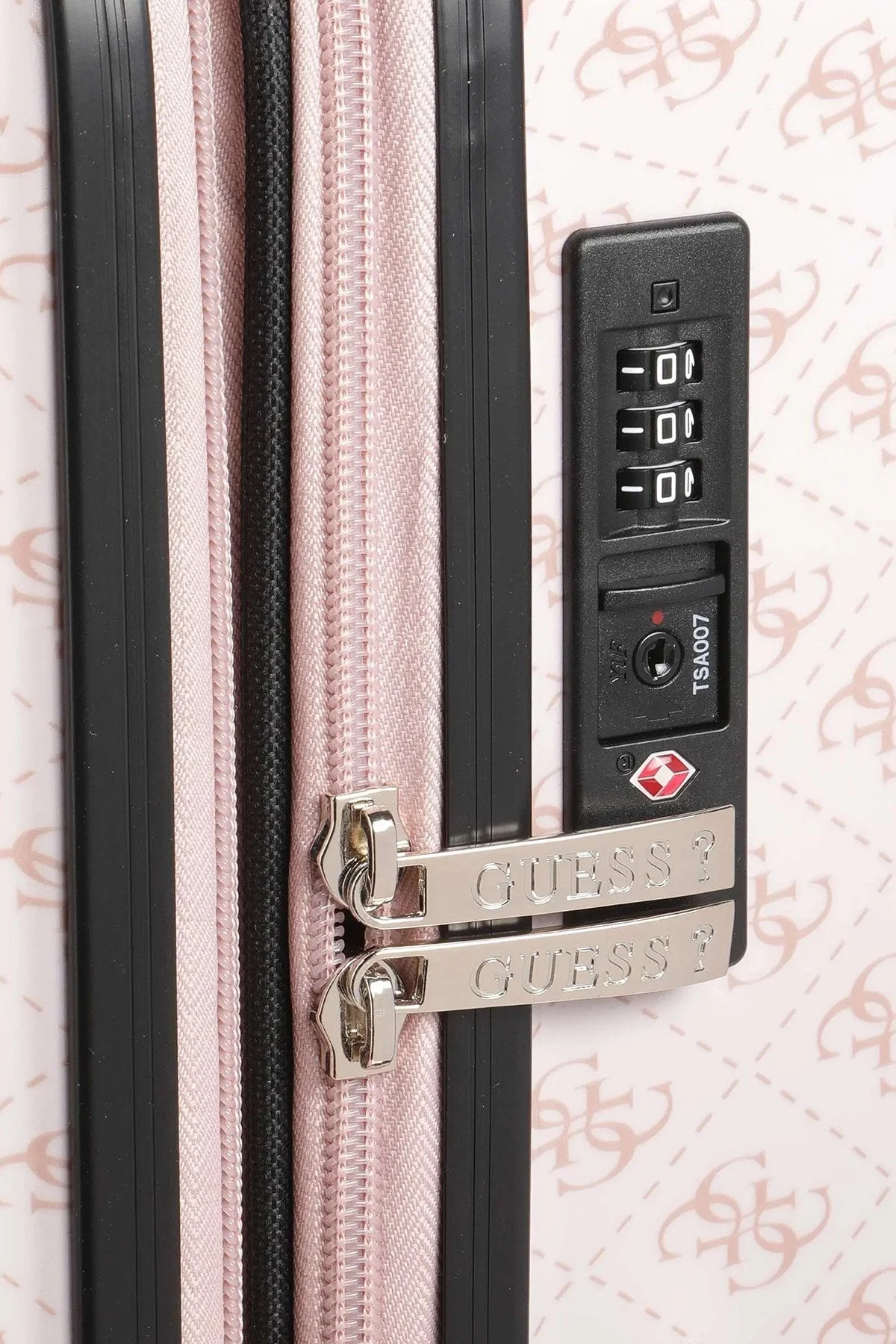 Guess Logolu Şifreli Fermuarlı Jesco Büyük Boy Bayan Valiz TWH83899880 ROS PEMBE - 4
