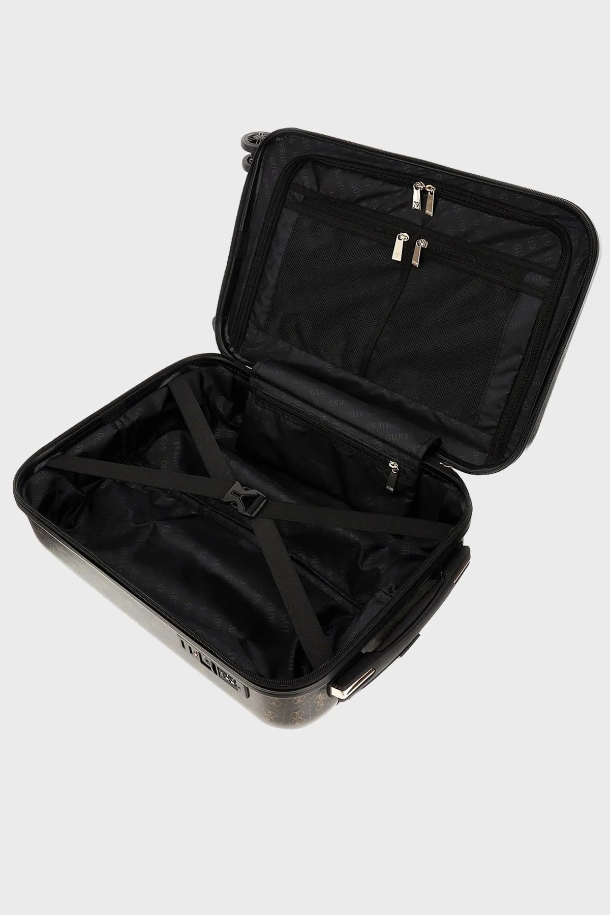 Guess Jesco Logolu Desenli Kabin Boy TWH83899830 Bayan Valiz TWH838 99830 BRO SİYAH-KAHVE - 3