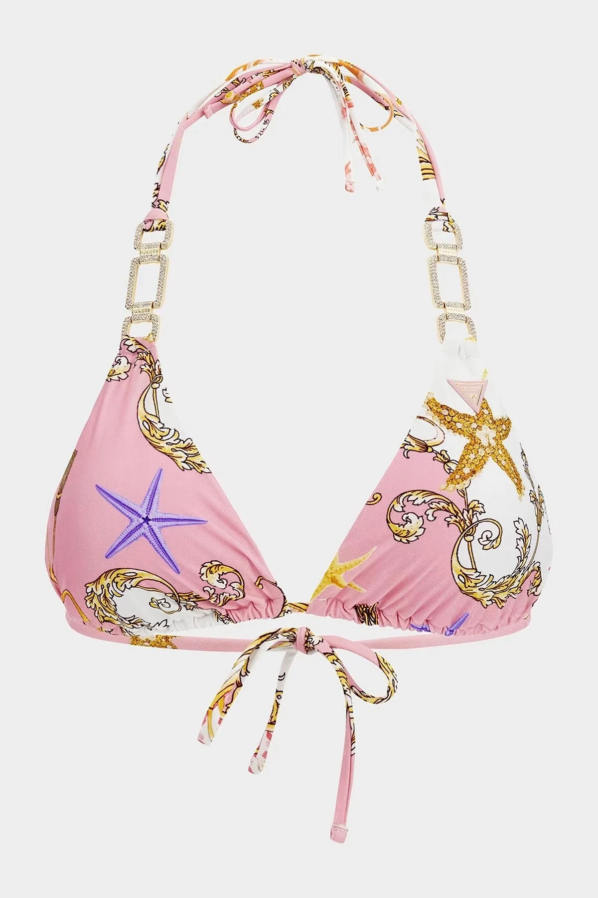 Guess Jevel Triangle Desenli Bağlama Detaylı Üçgen Bayan Bikini Üstü E3GJ11MC04R P63W PEMBE - 4