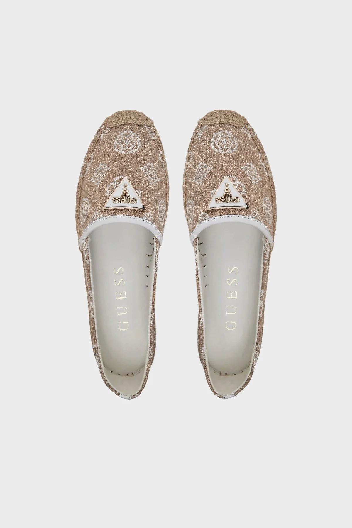 Guess Jolandon Deri Karışımlı 4G Logolu Hasır Detaylı FLJDNNFAL14 Bayan Espadril FLJDNN FAL14 NATWH BEJ - 9