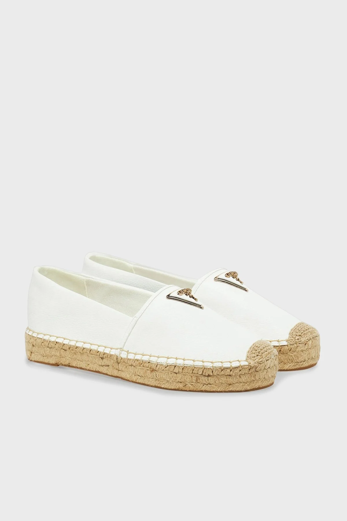 Guess Jolandy Logolu Hasır Tabanlı FLJLNDLEA14 Bayan Espadril FLJLND LEA14 WHITE BEYAZ - 7