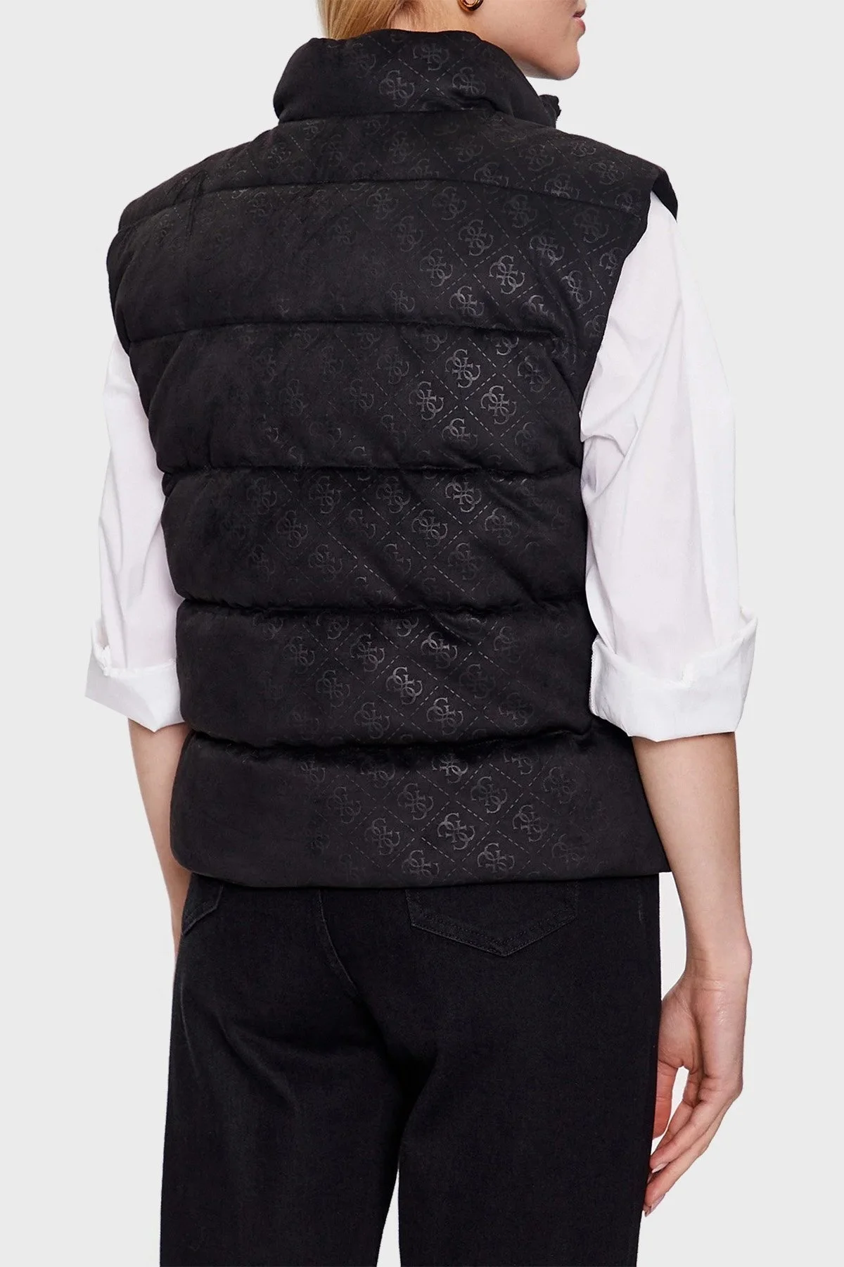 Guess Jole Logolu Slim Fit Dik Yaka Yapay Süet Şişme Bayan Yelek W3YN38WFIY0 JBLK SİYAH - 2