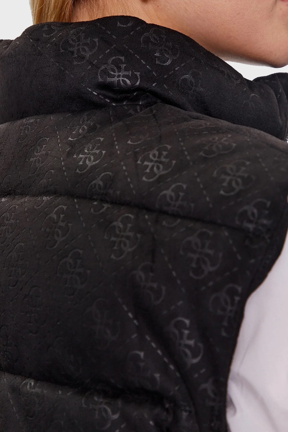 Guess Jole Logolu Slim Fit Dik Yaka Yapay Süet Şişme Bayan Yelek W3YN38WFIY0 JBLK SİYAH - 4