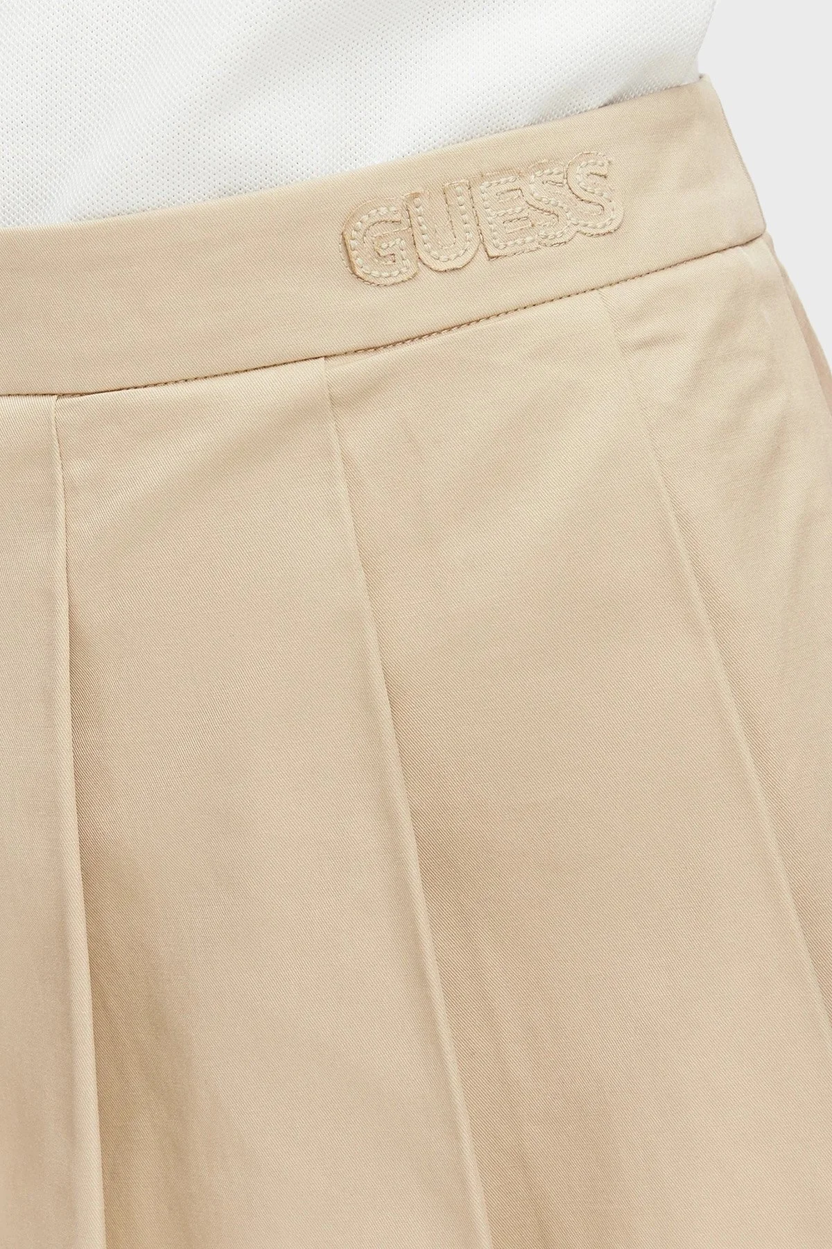 Guess Juliane Pamuk Karışımlı Pileli Mini W6YD14W2940 Kadın Etek W6YD14 W2940 A117 Bej - 4