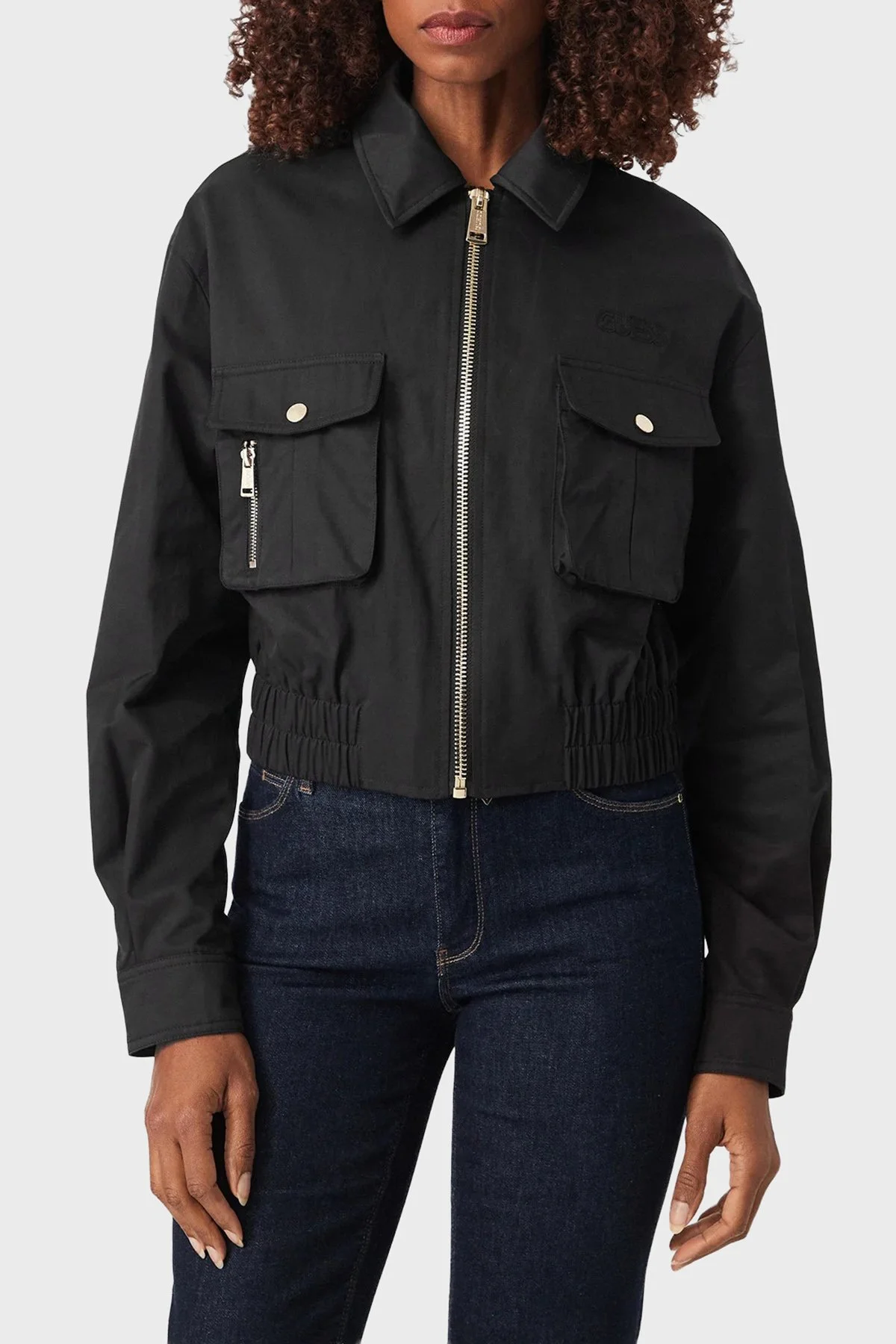 Guess Juliane Pamuklu Regular Fit Crop Ceket W6YL20W2910 Kadın Mont W6YL20 W2910 JBLK Siyah - 1