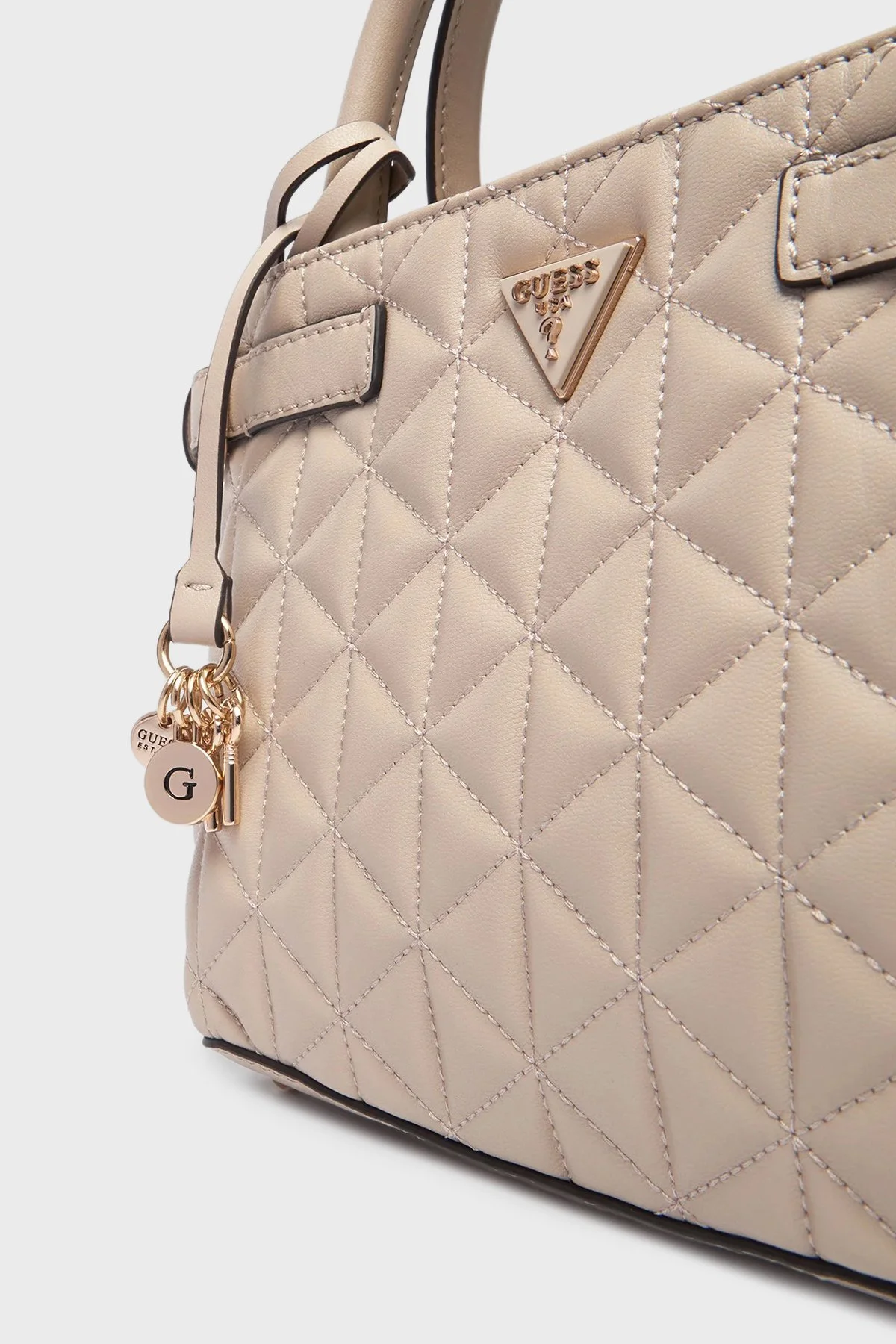 Guess Kapitoneli Çıkarılabilir Askılı HWQG9883050 Bayan Çanta HWQG98 83050 LTA BEJ - 5