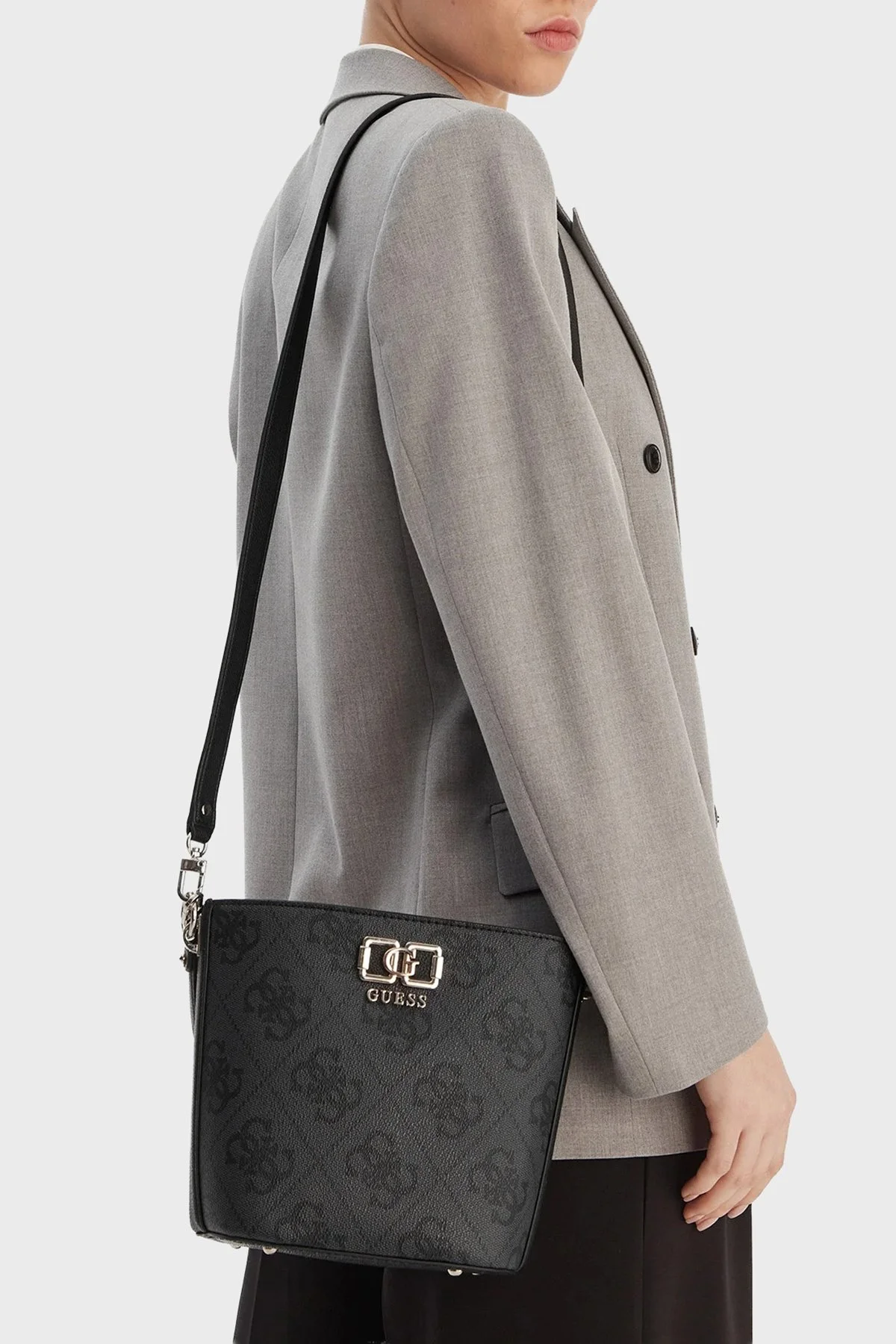 Guess Karnilla 4G Logolu Çıkarılabilir Askılı HWOS9901010 Bayan Çanta HWOS99 01010 CLO ANTRASİT - 2