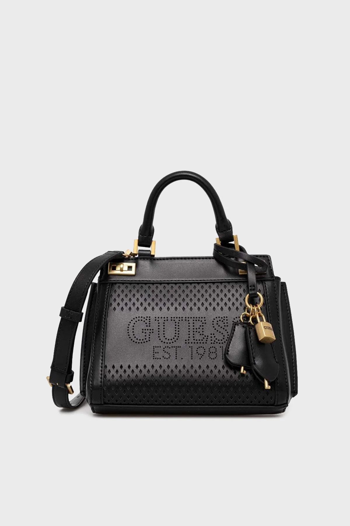 Guess Katey Delikli Çıkarılabilir Omuz Askılı Mini Bayan Çanta HWWH8769730 BLA SİYAH - 1