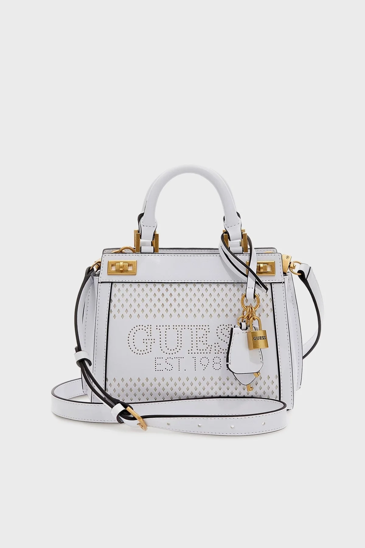 Guess Katey Delikli Çıkarılabilir Omuz Askılı Mini Bayan Çanta HWWH8769730 WHI BEYAZ - 1