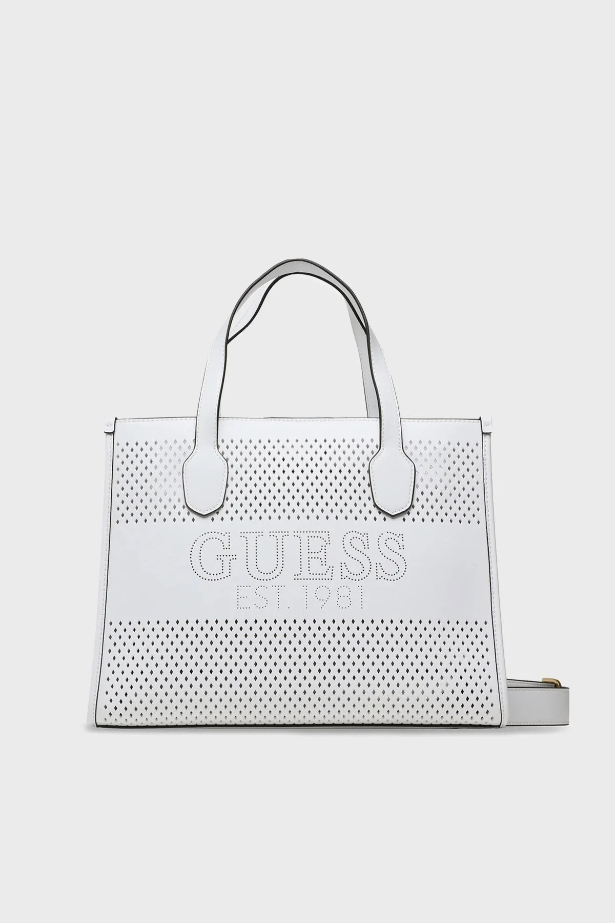 Guess Katey Fermuarlı Mini İç Bölmeli Delikli Omuz Bayan Çanta HWWH8769220 WHI BEYAZ - 1