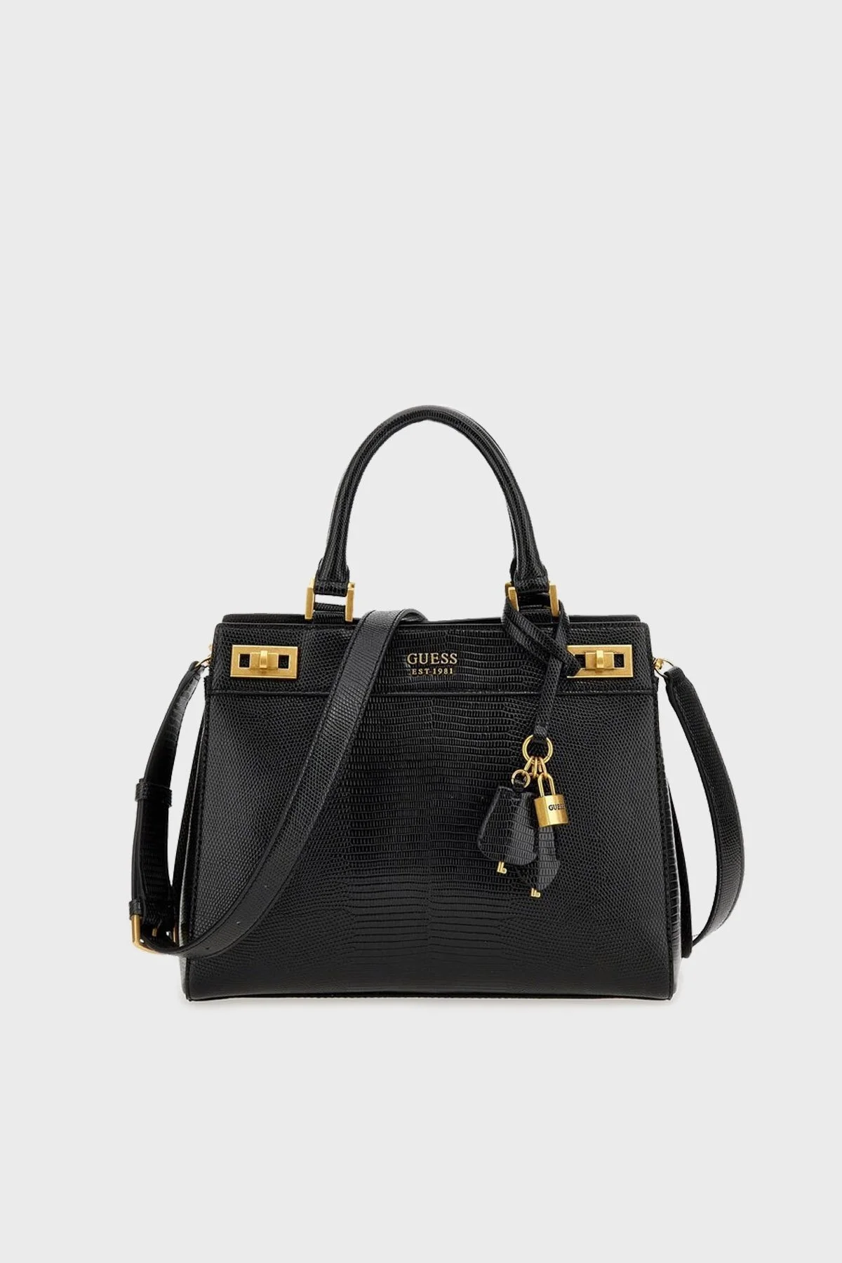 Guess Katey Logolu Asma Kilit Detaylı Zincirli Omuz Askılı Bayan Çanta HWKA7870260 BLA SİYAH - 1