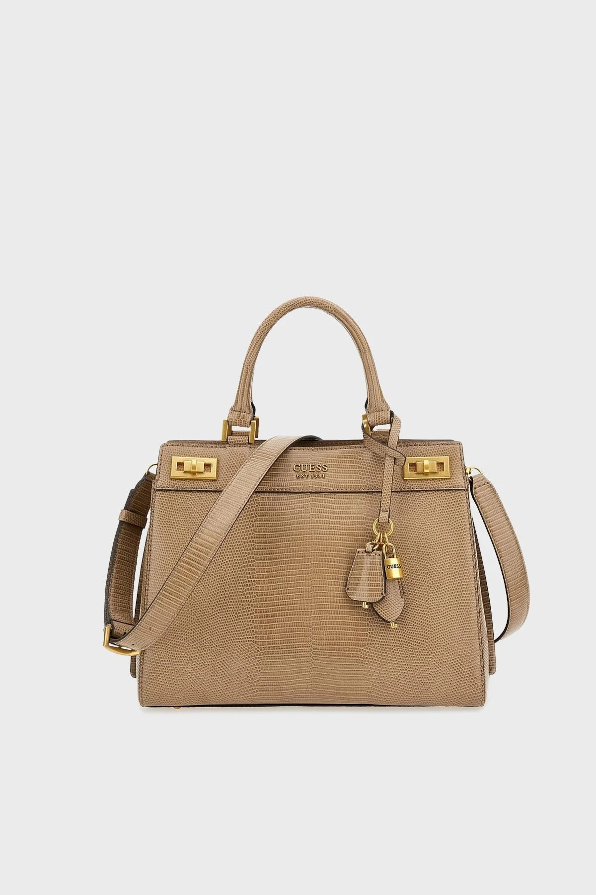 Guess Katey Logolu Asma Kilit Detaylı Zincirli Omuz Askılı Bayan Çanta HWKA7870260 DRT KAHVE - 1