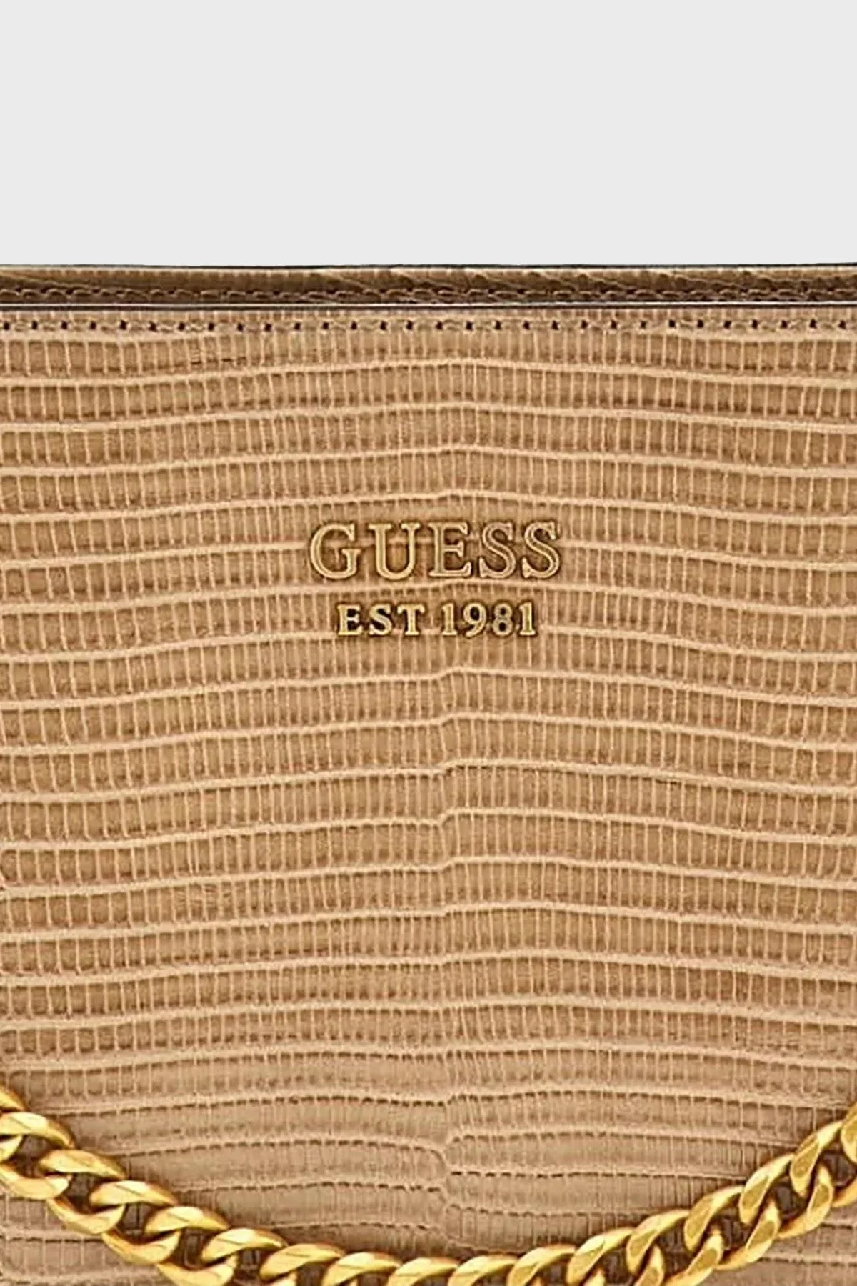 Guess Katey Logolu Timsah Desenli Zincirli Çapraz Askılı Mini Bayan Çanta HWKA7870720 DRT KAHVE - 4