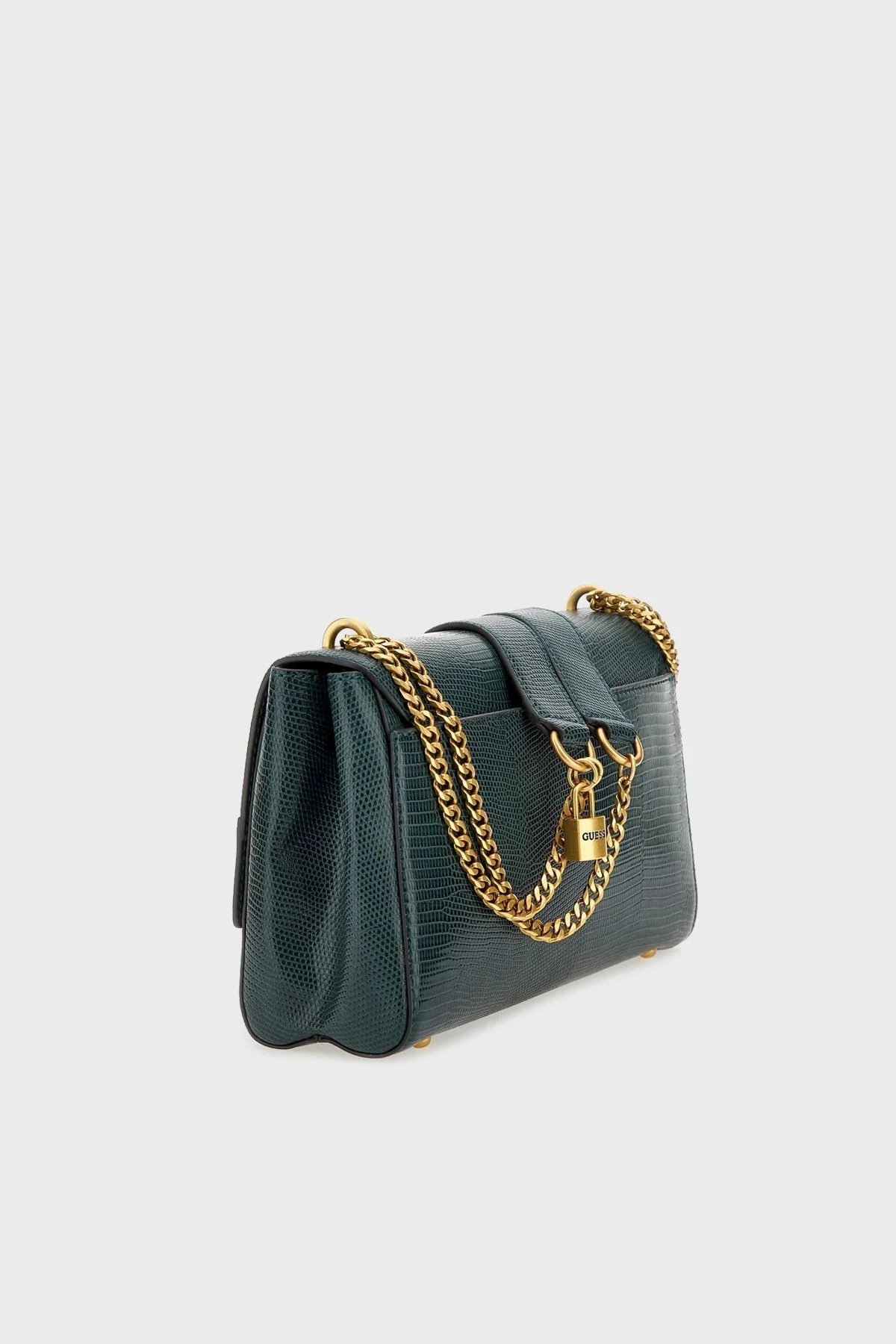 Guess Katey Logolu Timsah Desenli Zincirli Omuz Askılı Çapraz Bayan Çanta HWKA7870190 FOR HAKİ - 4