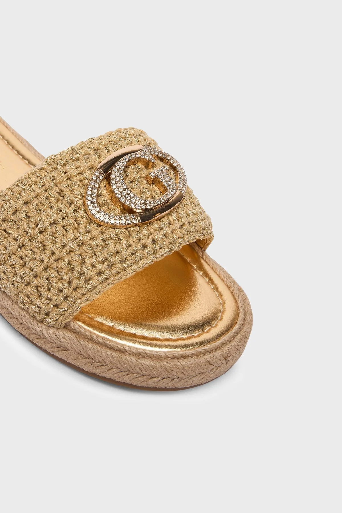 Guess Kaylis Logolu Örgü Detaylı FLJKLIFAB03 Bayan Terlik FLJKLI FAB03 GOLD Gold-Bej - 4