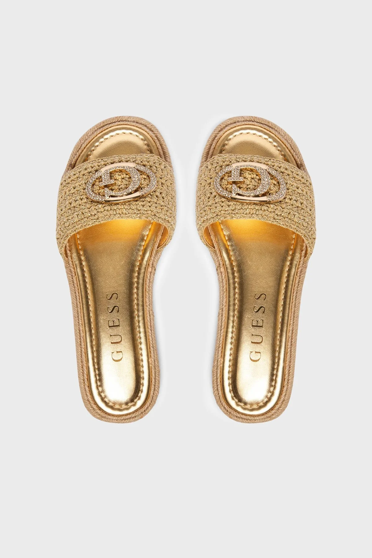 Guess Kaylis Logolu Örgü Detaylı FLJKLIFAB03 Kadın Terlik FLJKLI FAB03 GOLD Gold-Bej - 3