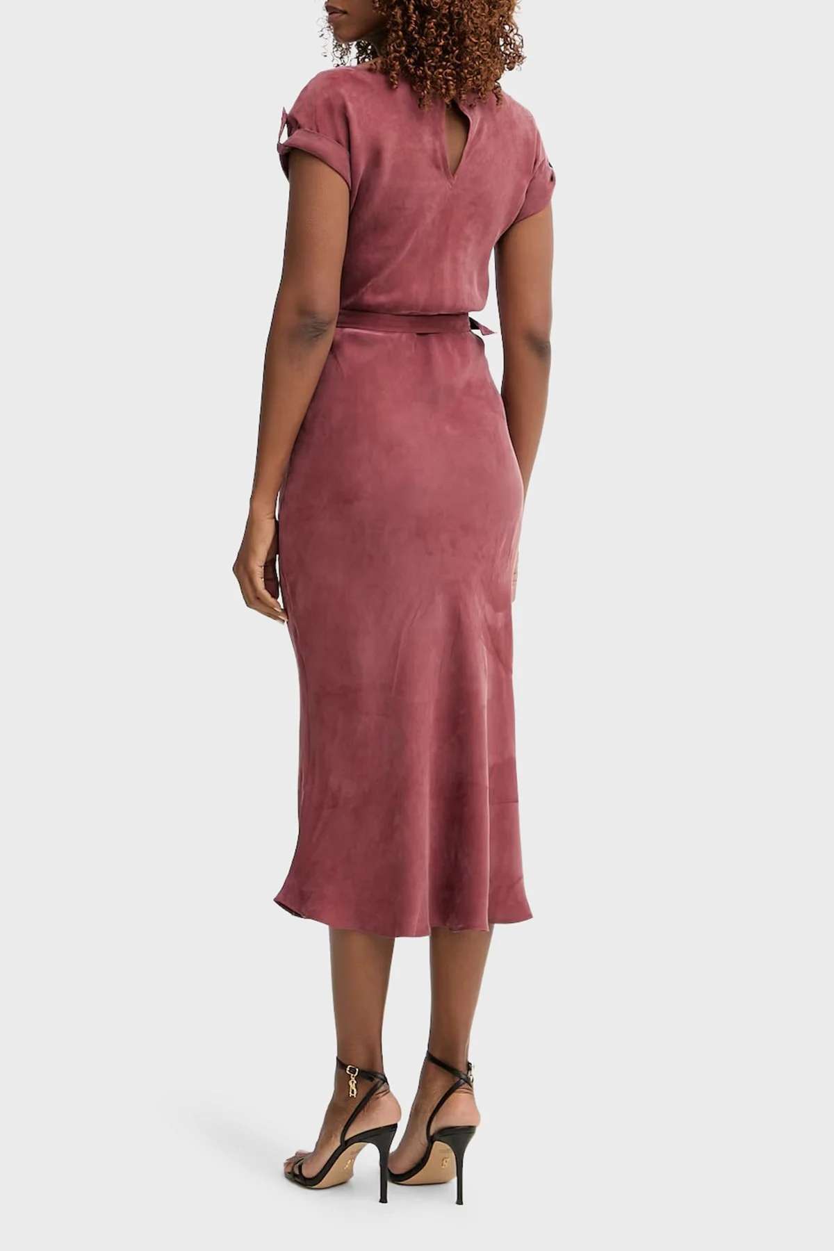 Guess Kemerli Bisiklet Yaka Midi Boy W6GK50W1950 Kadın Elbise W6GK50 W1950 G594 BORDO - 3