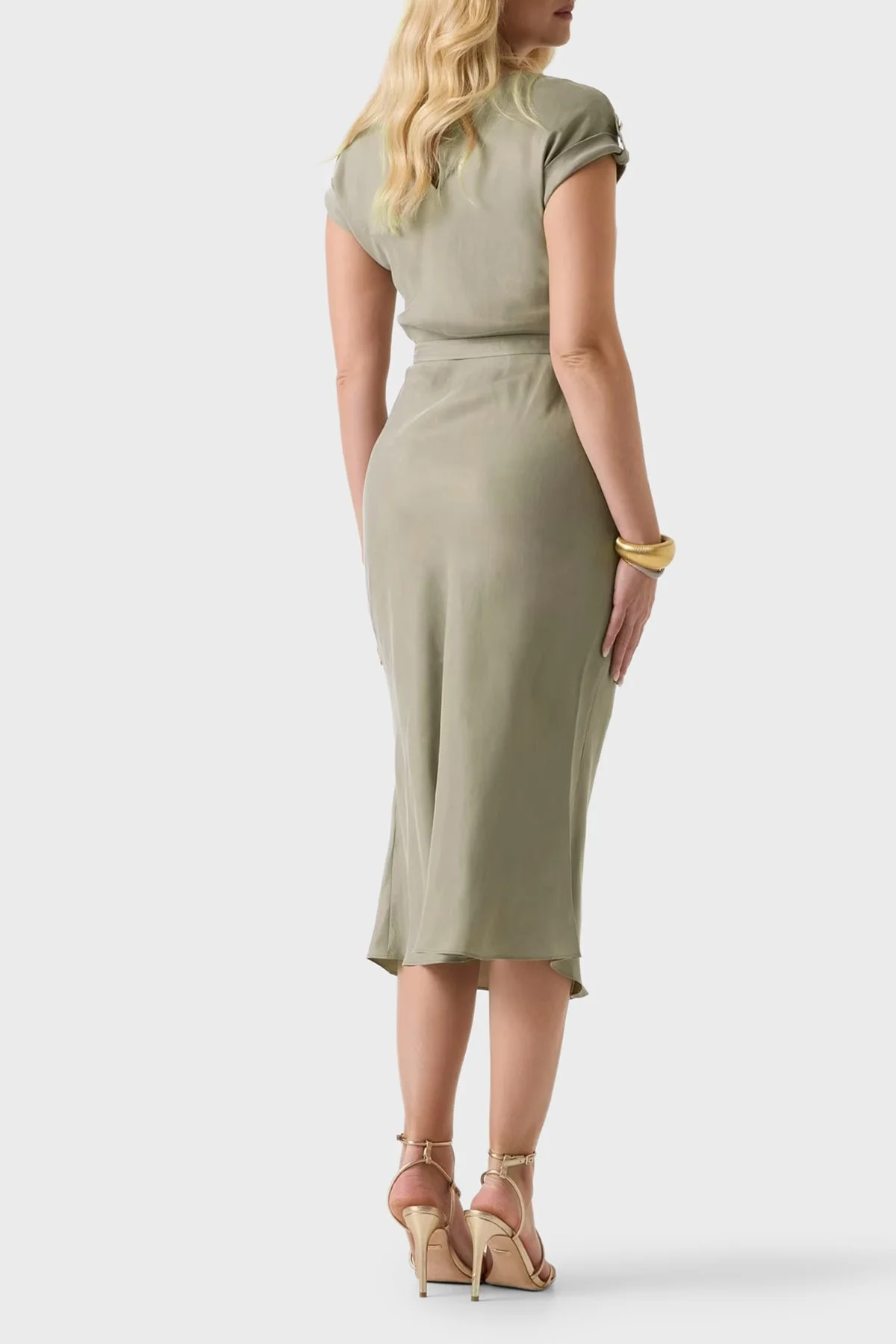 Guess Kemerli Bisiklet Yaka Midi Boy W6GK50W1950 Kadın Elbise W6GK50 W1950 G8CJ HAKİ - 3