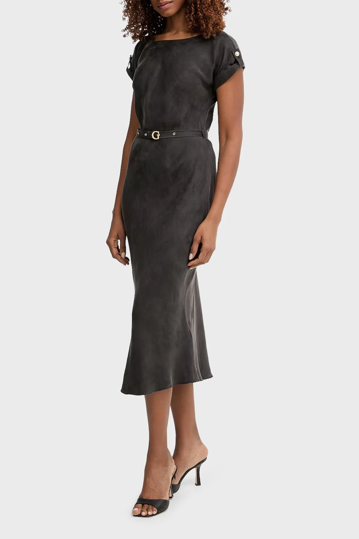 Guess Kemerli Bisiklet Yaka Midi Boy W6GK50W1950 Kadın Elbise W6GK50 W1950 JBLK SİYAH - 3