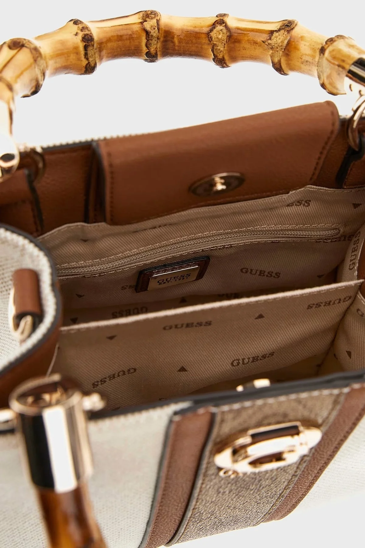 Guess Kerima Logolu Ayarlanabilir Askılı HWAG9337770 Bayan Çanta HWAG93 37770 NLL KAHVE-KREM - 4