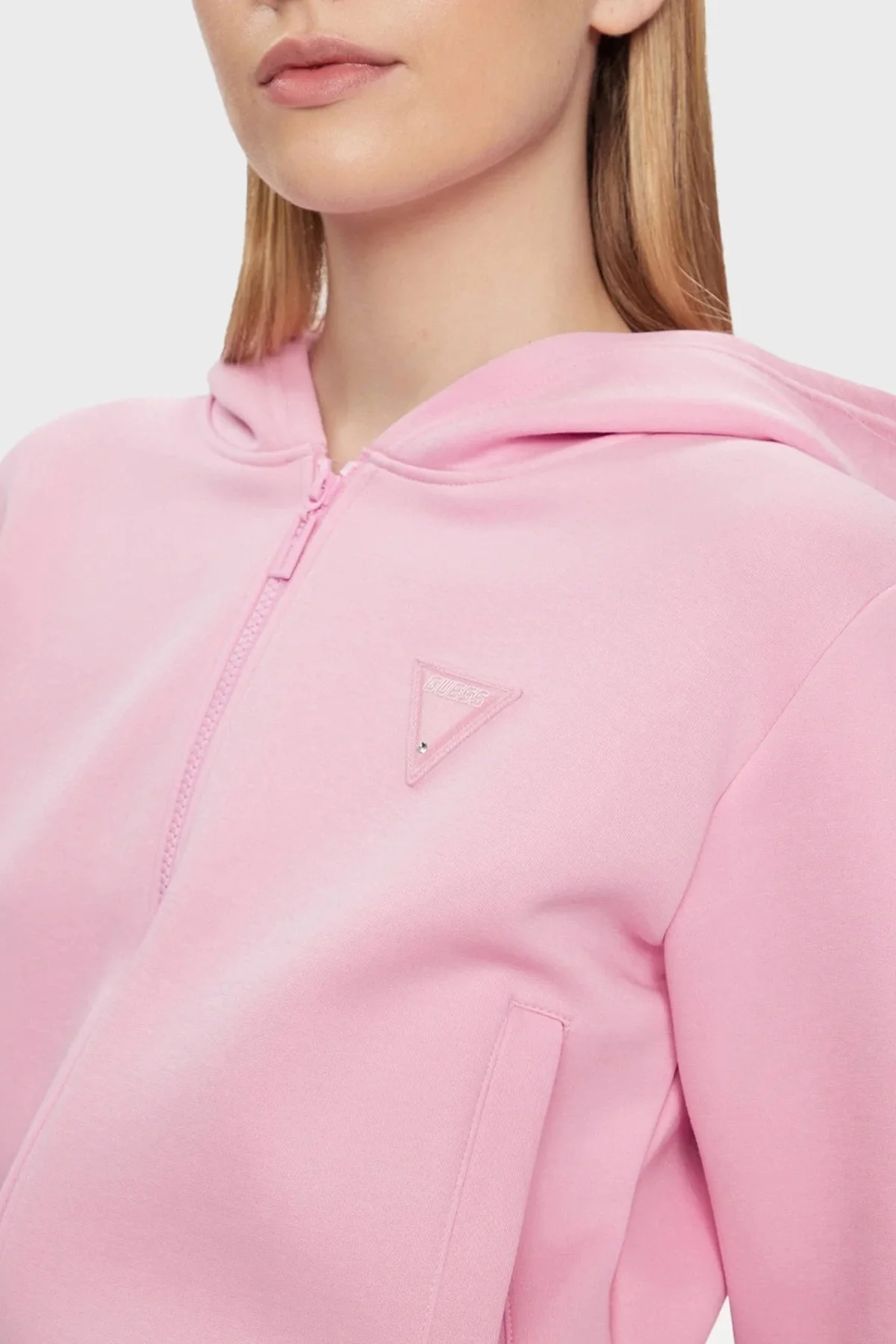 Guess Kiara Scuba Kapüşonlu Crop V4GQ15FL04P Bayan Sweat V4GQ15 FL04P A61K PEMBE - 4