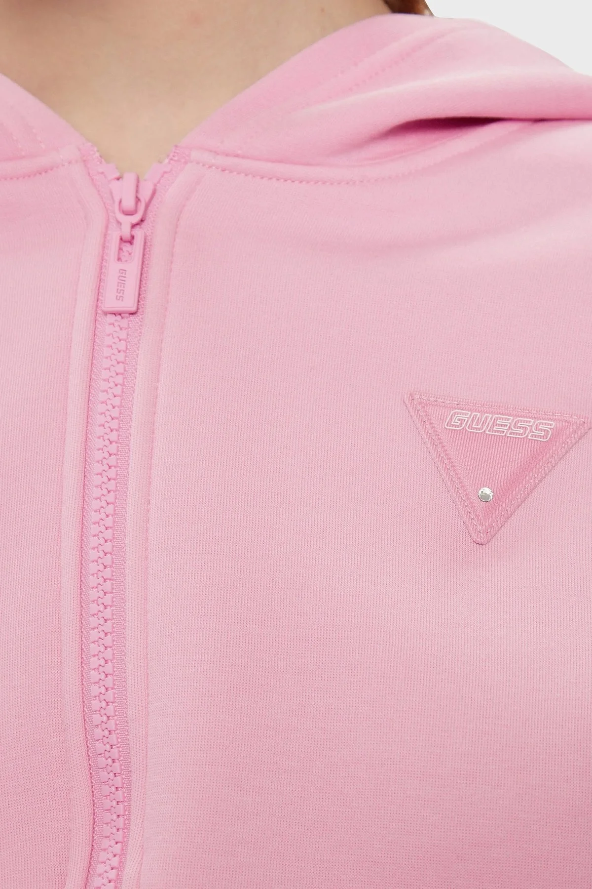 Guess Kiara Scuba Kapüşonlu Crop V4GQ15FL04P Bayan Sweat V4GQ15 FL04P A61K PEMBE - 5