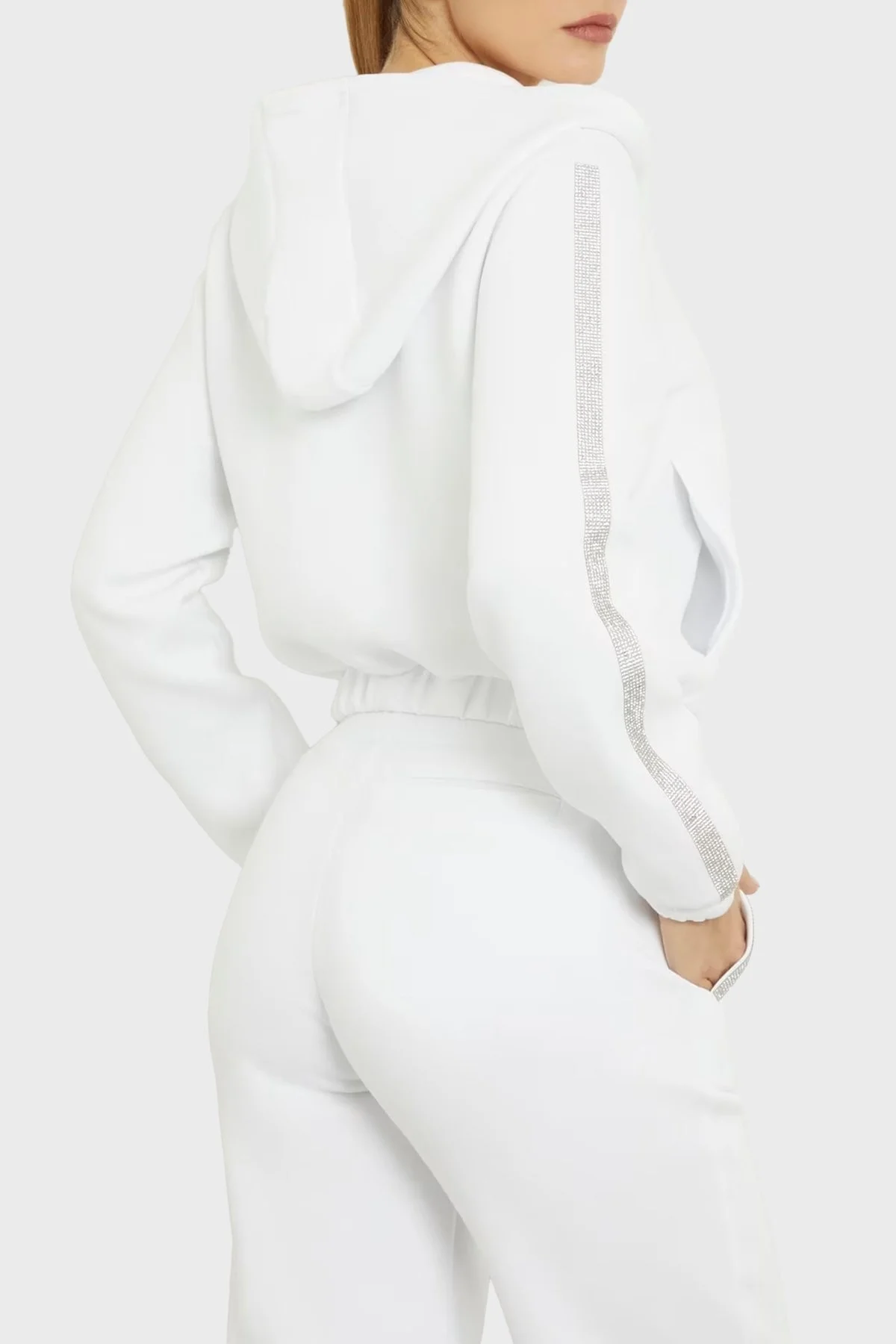 Guess Kiara Scuba Kapüşonlu Crop V4GQ15FL04P Bayan Sweat V4GQ15 FL04P G011 BEYAZ - 2