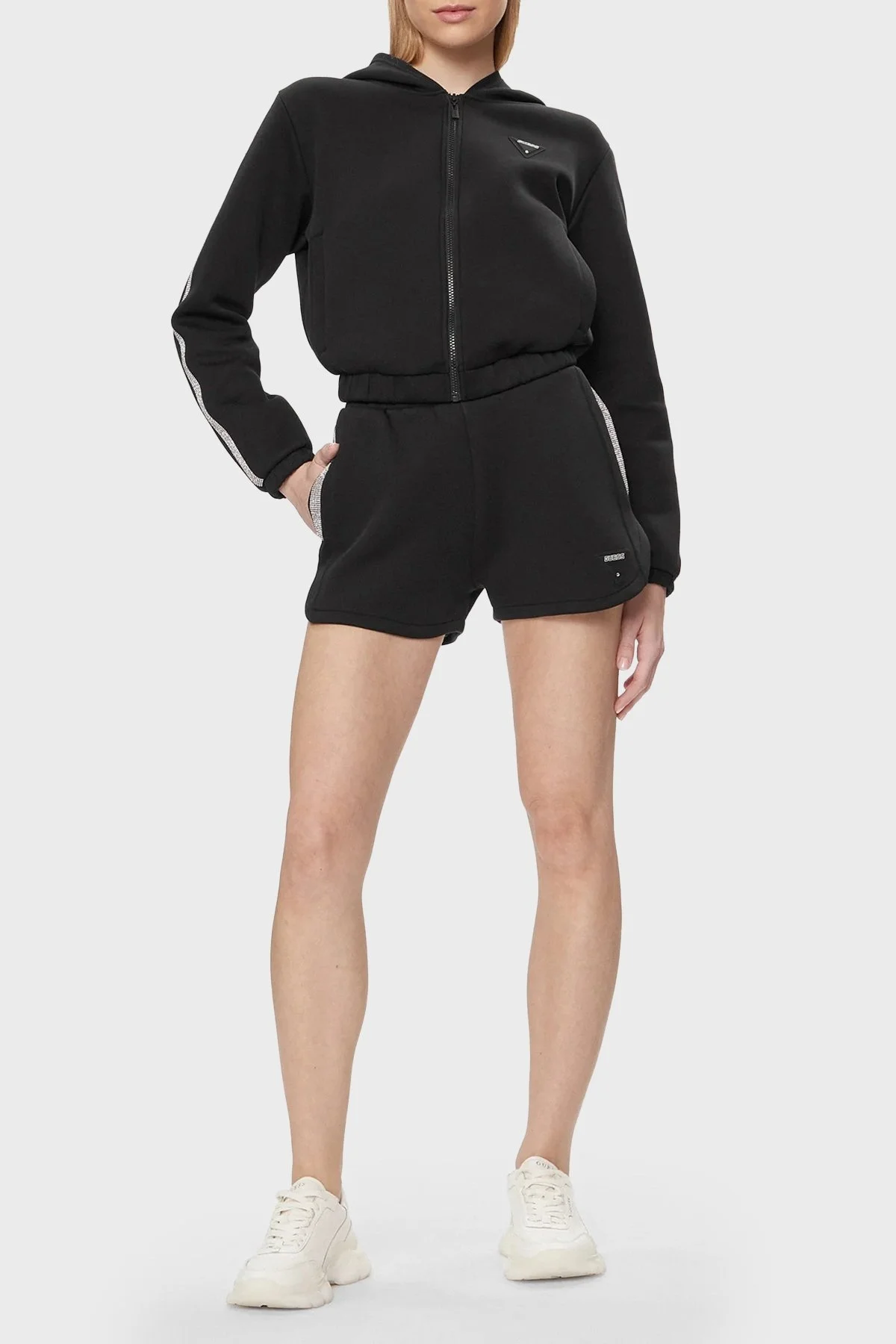 Guess Kiara Scuba Kapüşonlu Crop V4GQ15FL04P Bayan Sweat V4GQ15 FL04P JBLK SİYAH - 3